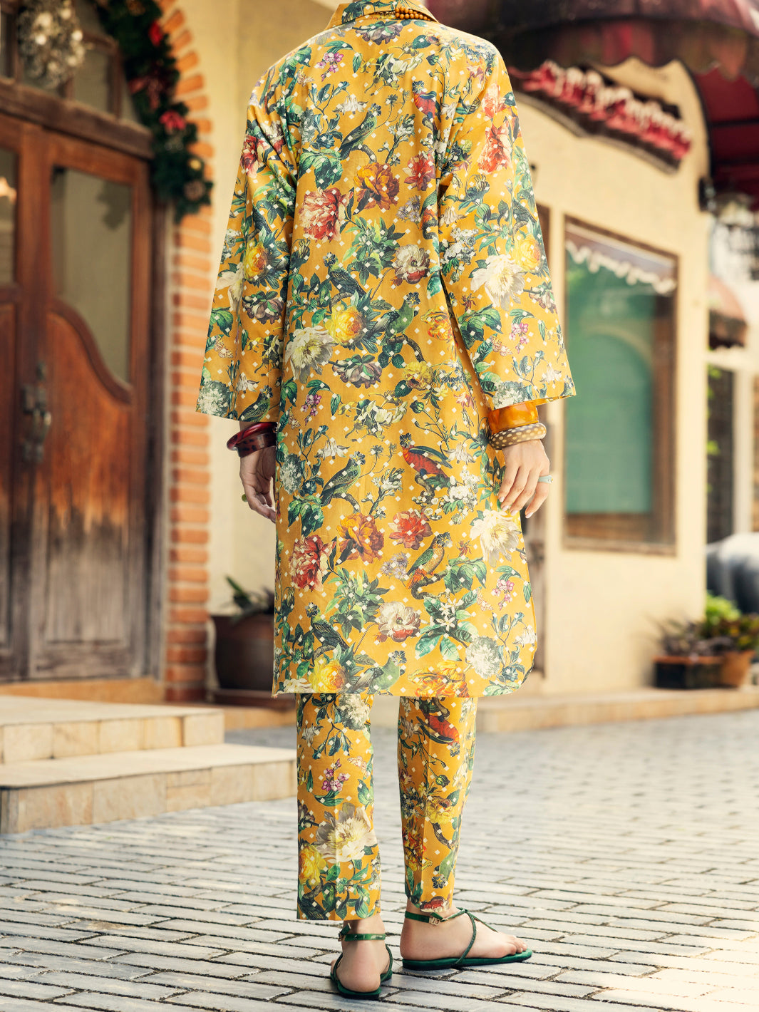 Mustard Lawn Co-ord Set - Back