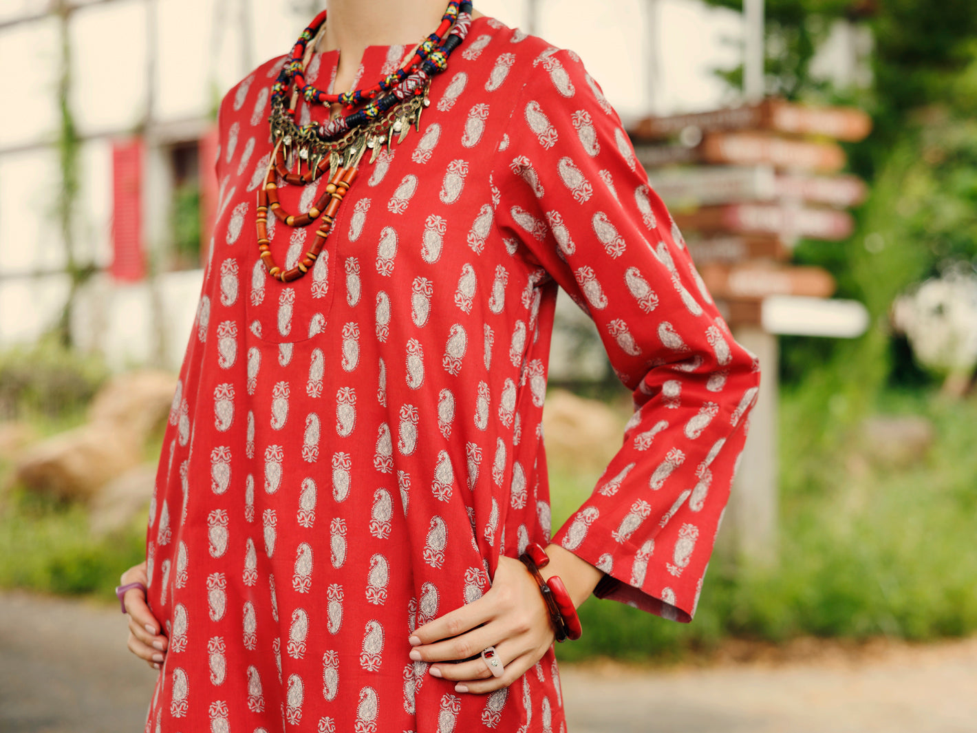 Rust Lawn Co-ord Set - ALP-2PS-SLKS-2072
