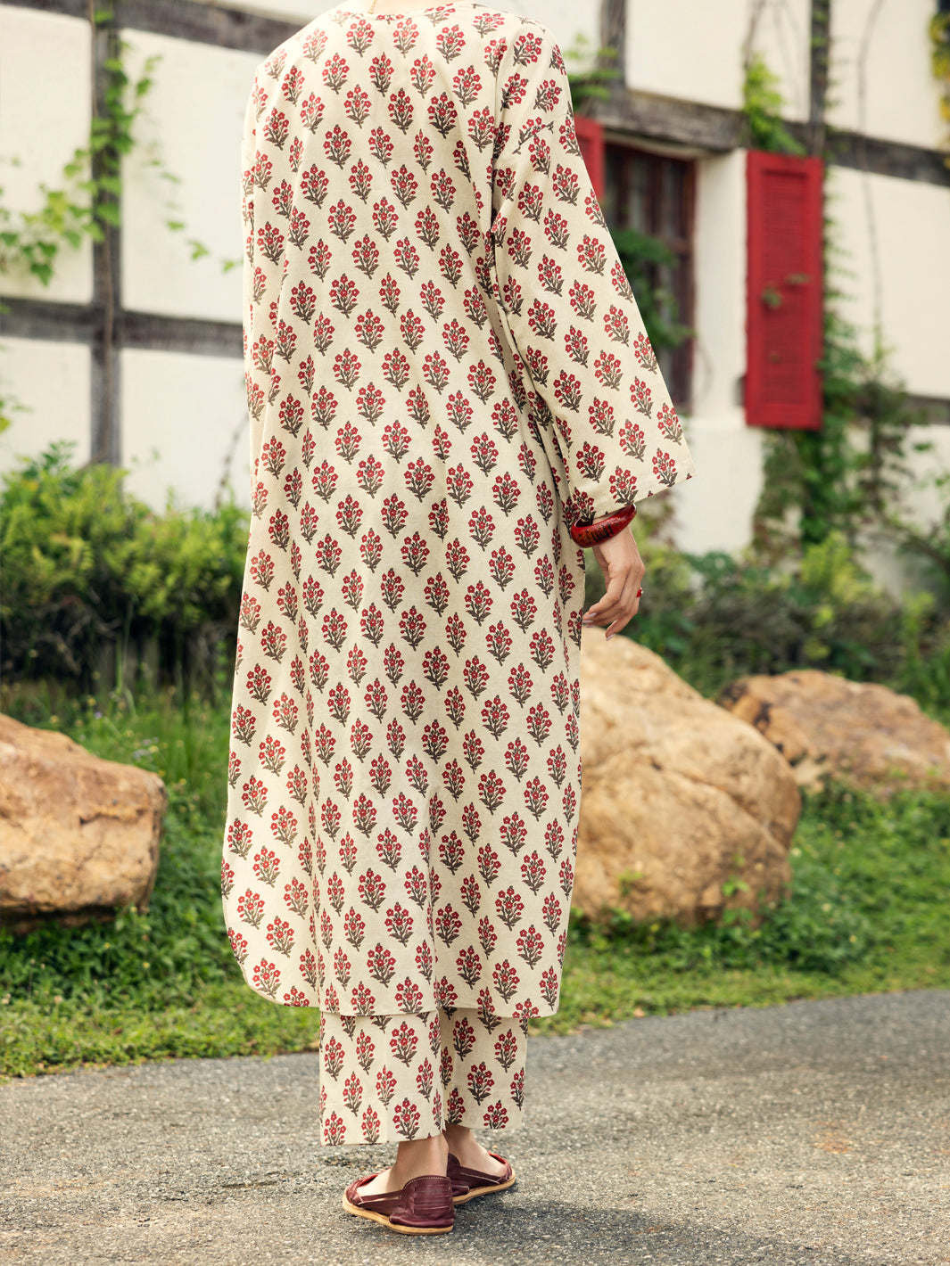 Cream Lawn Co-ord Set - ALP-2PS-SLKS-2073