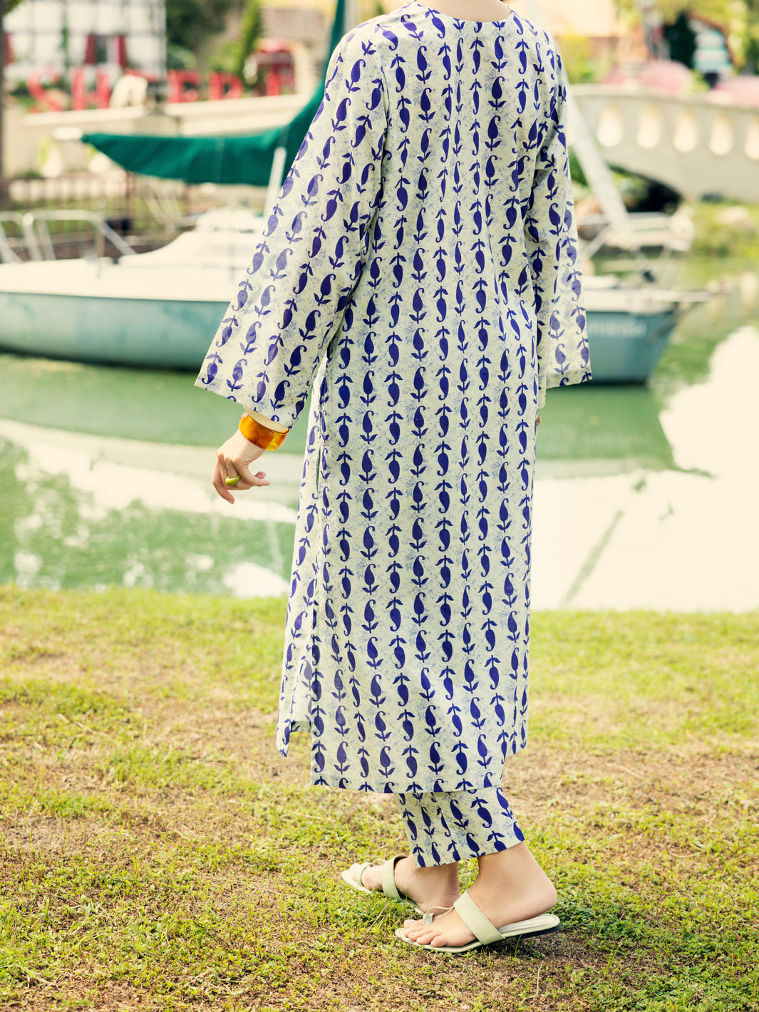 Blue Lawn Co-ord Set - ALP-2PS-SLKS-2074