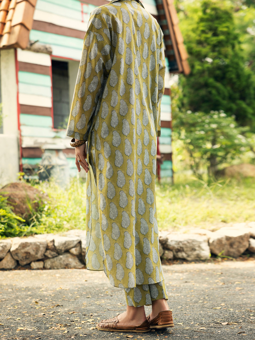 Mehndi Green Lawn Co-ord Set - ALP-2PS-SLKS-2075