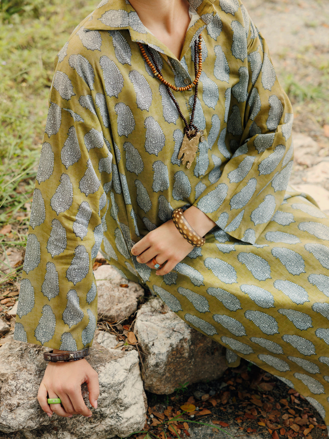 Mehndi Green Lawn Co-ord Set - ALP-2PS-SLKS-2075