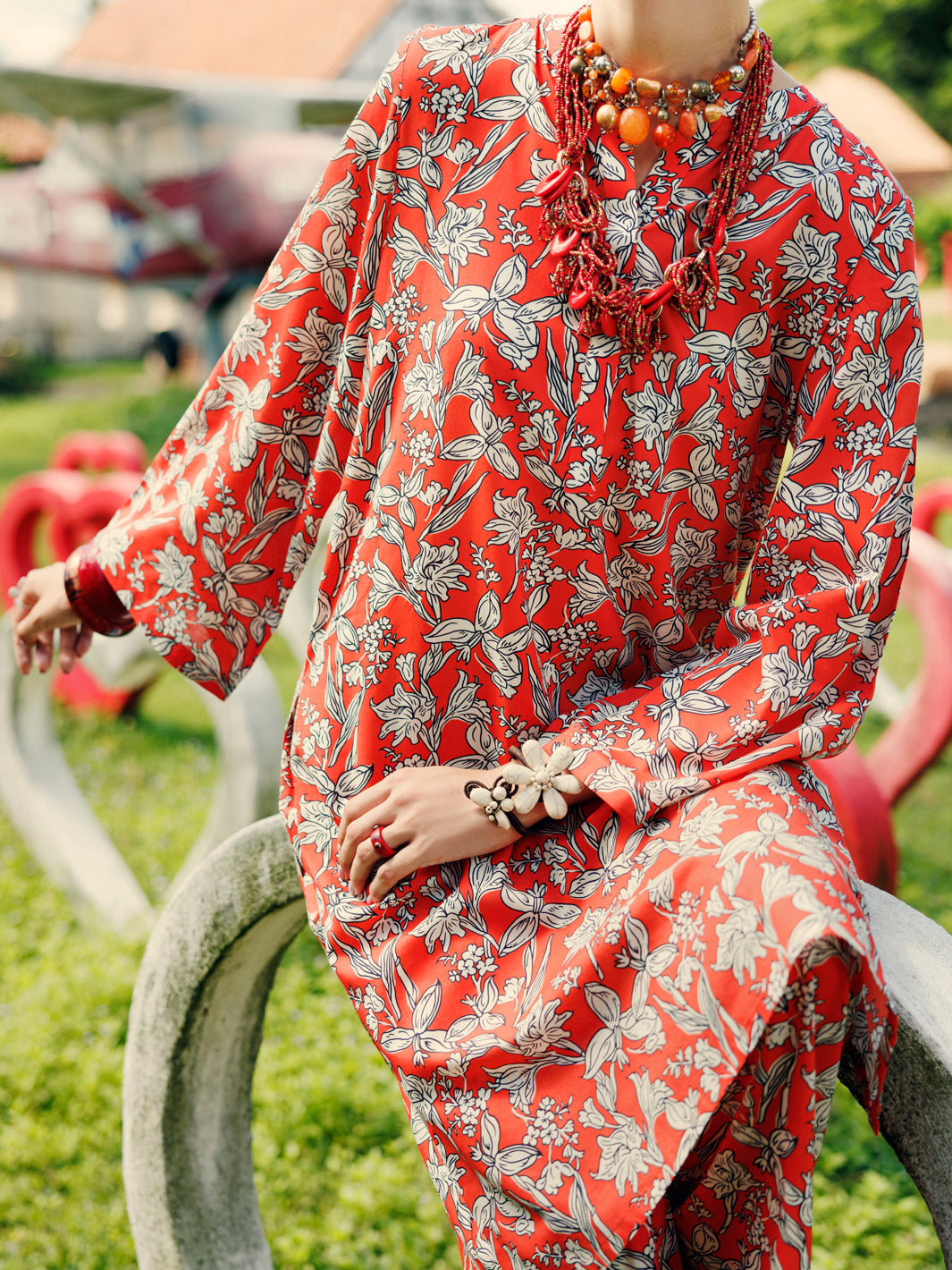 Orange Lawn Co-ord Set - ALP-2PS-SLKS-2080