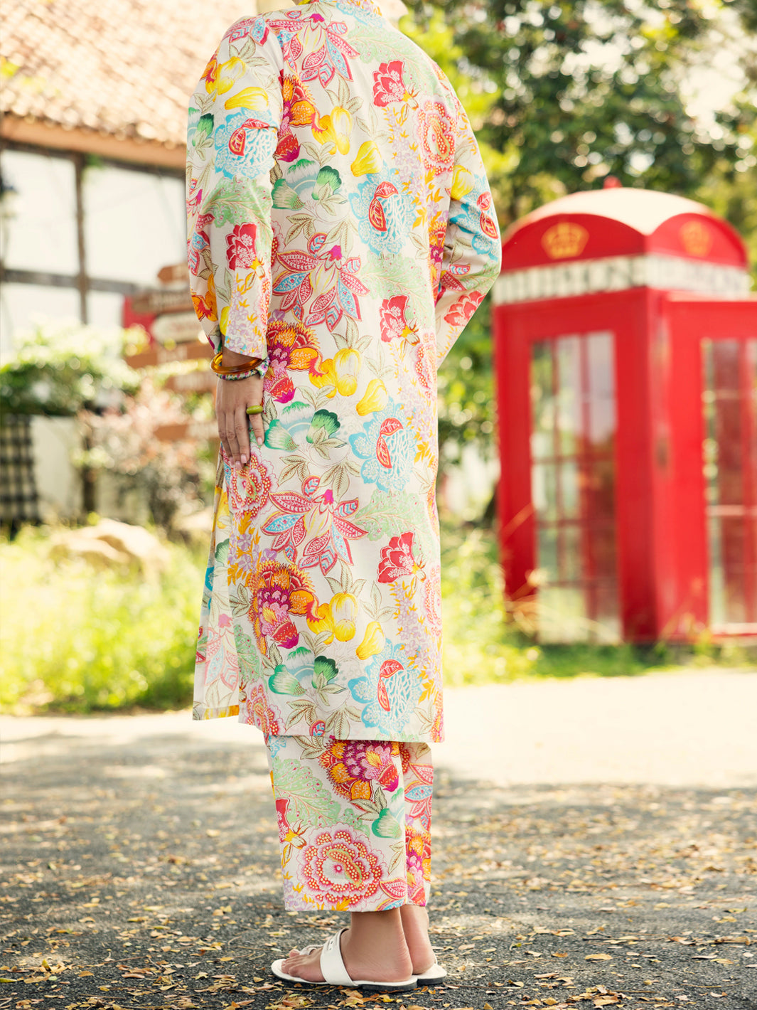 Multicolor Lawn Co-ord Set - ALP-2PS-SLKS-2092