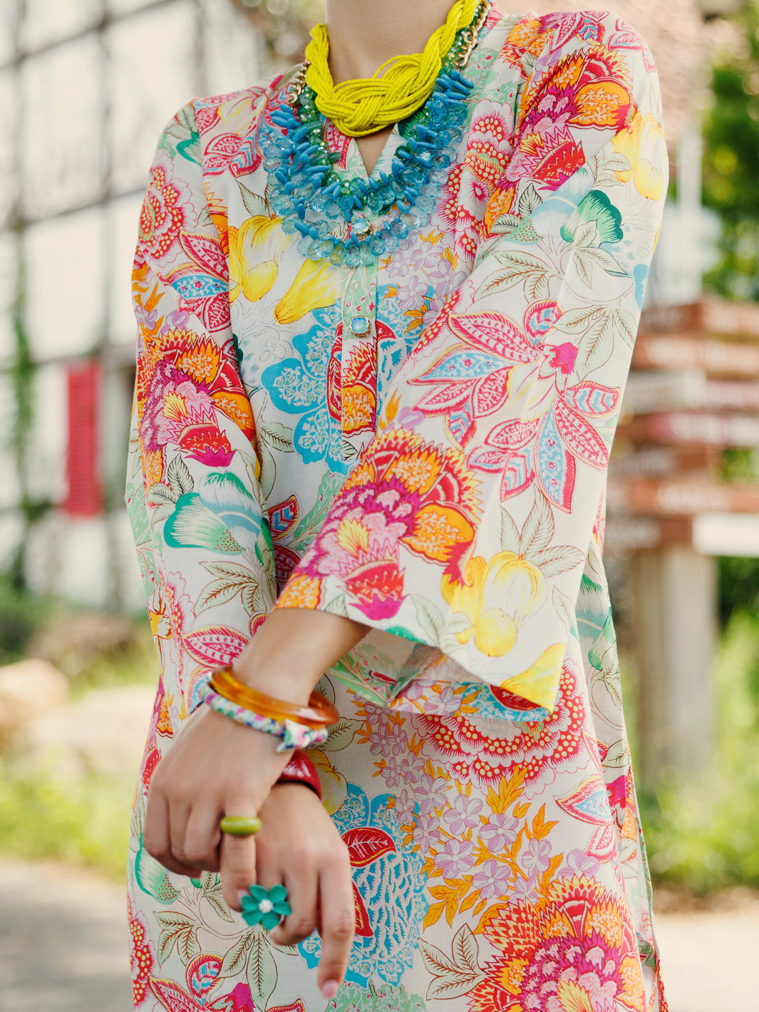 Multicolor Lawn Co-ord Set - ALP-2PS-SLKS-2092