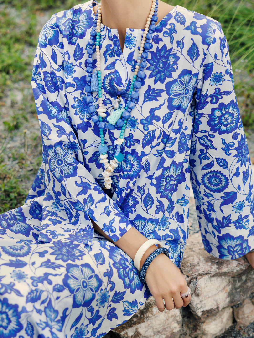 Blue Lawn Co-ord Set - ALP-2PS-SLKS-2093