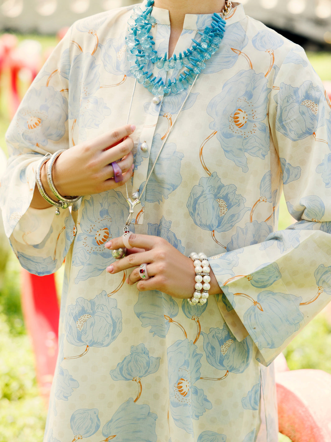 Sky Blue Lawn Co-ord Set - ALP-2PS-SLKS-2095