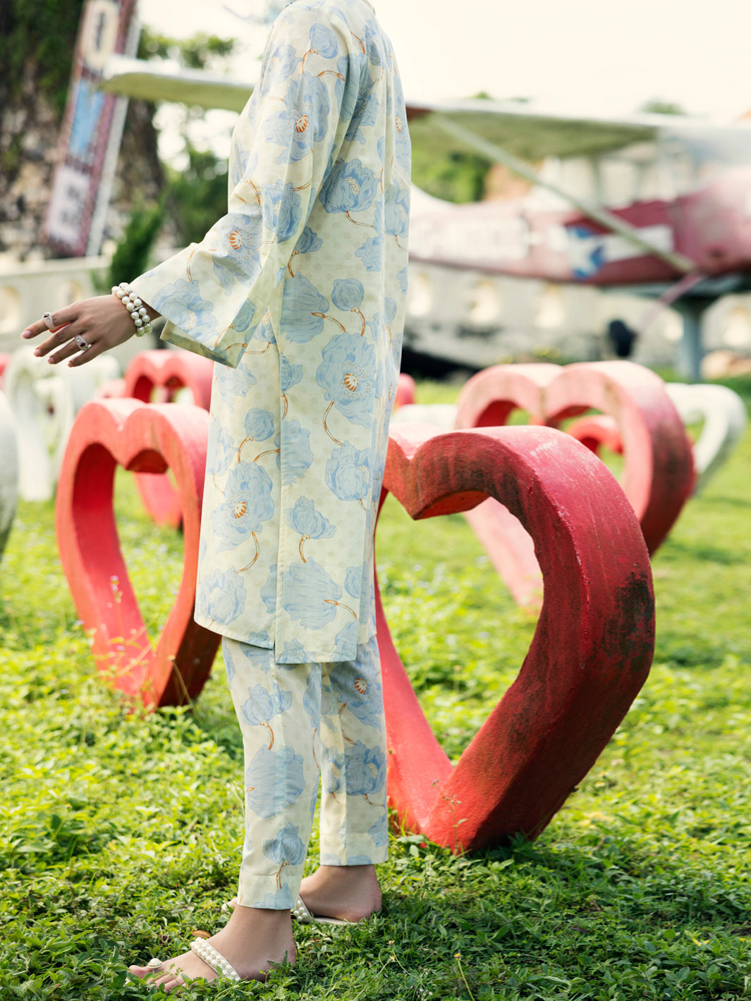 Sky Blue Lawn Co-ord Set - ALP-2PS-SLKS-2095