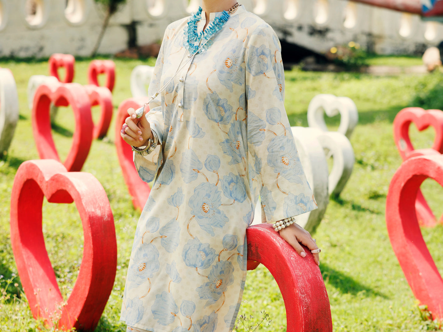 Sky Blue Lawn Co-ord Set - ALP-2PS-SLKS-2095
