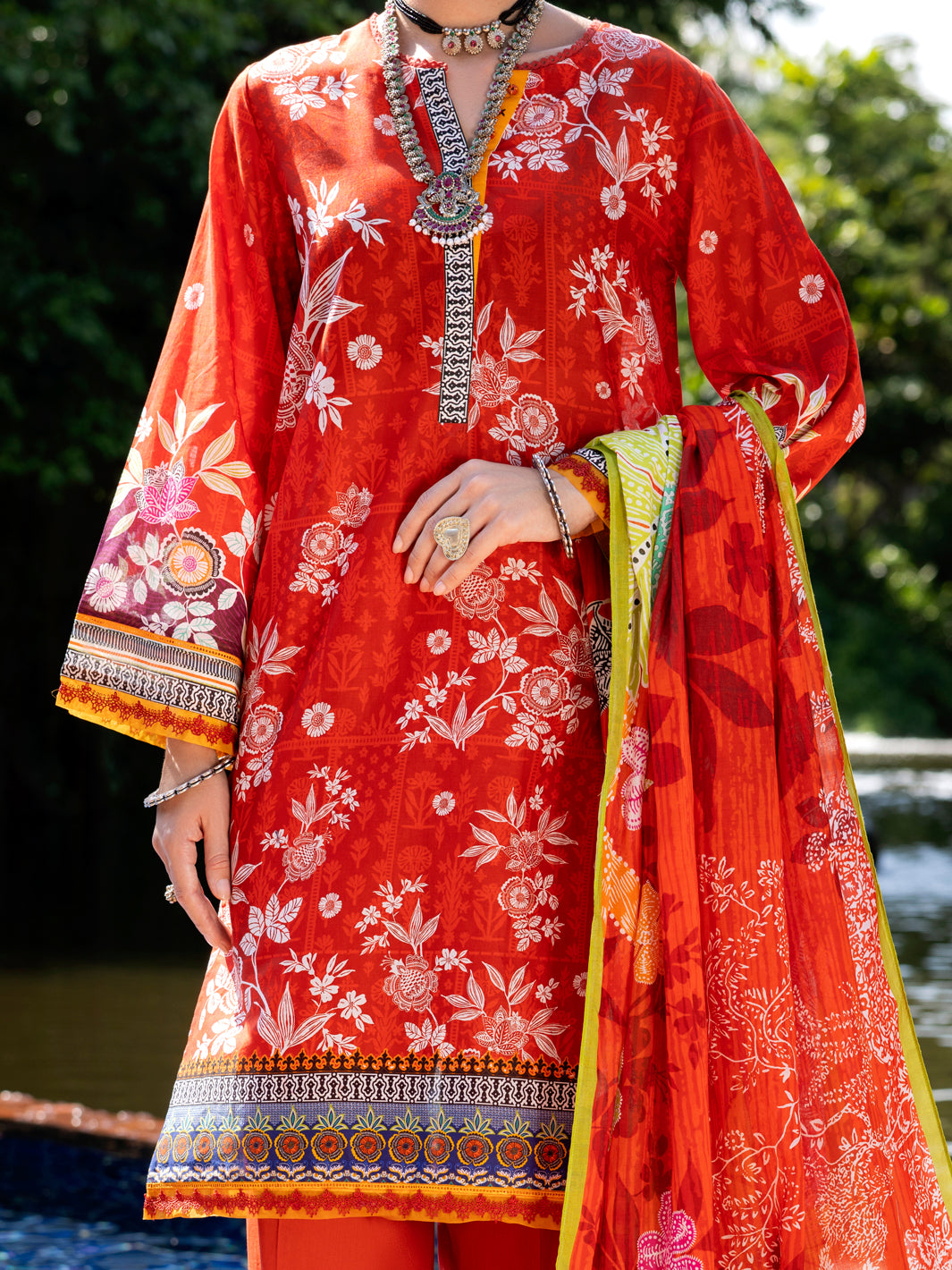 Orange Lawn 3Pc Unstitched - ALP-3PS-2098