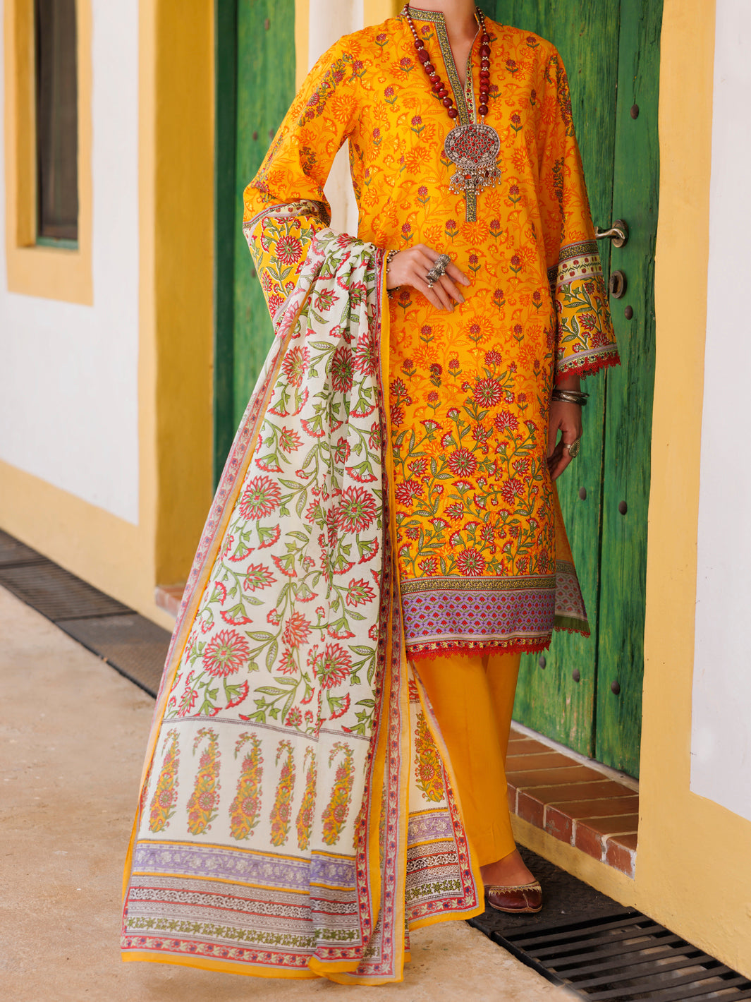 Yellow Lawn 2Pc Unstitched - ALP-2PS-2107