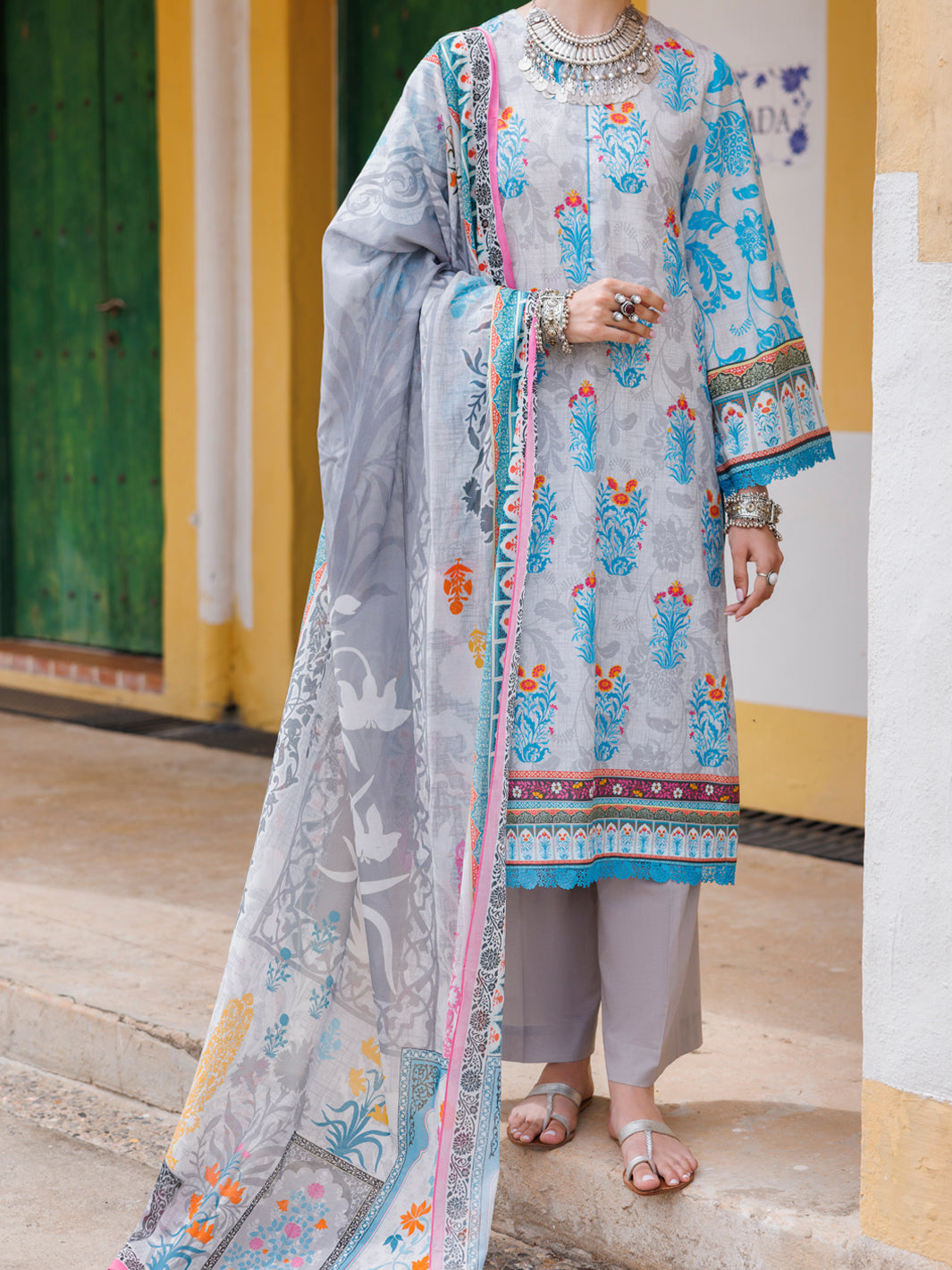 Sky Blue Lawn 2Pc Unstitched - ALP-2PS-2108