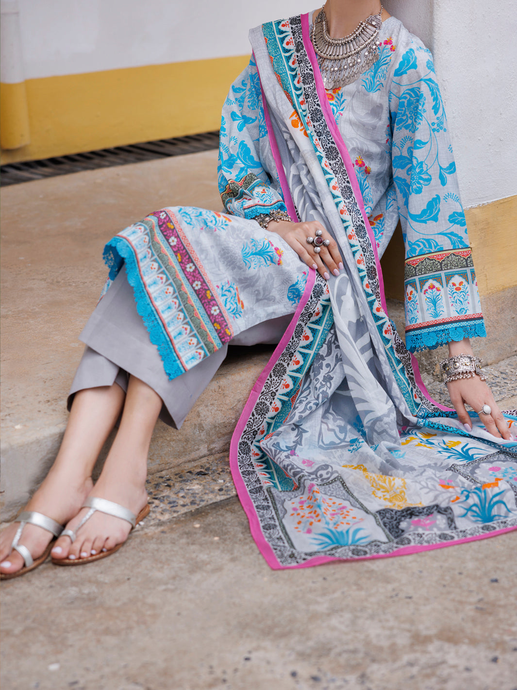Sky Blue Lawn 2Pc Unstitched - ALP-2PS-2108