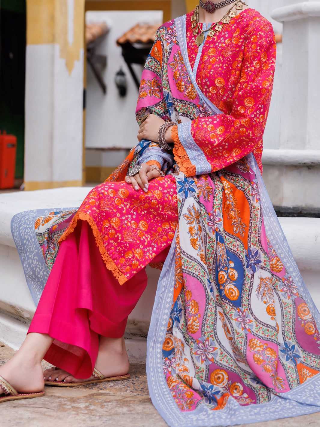 Red Lawn 2Pc Unstitched - ALP-2PS-2109