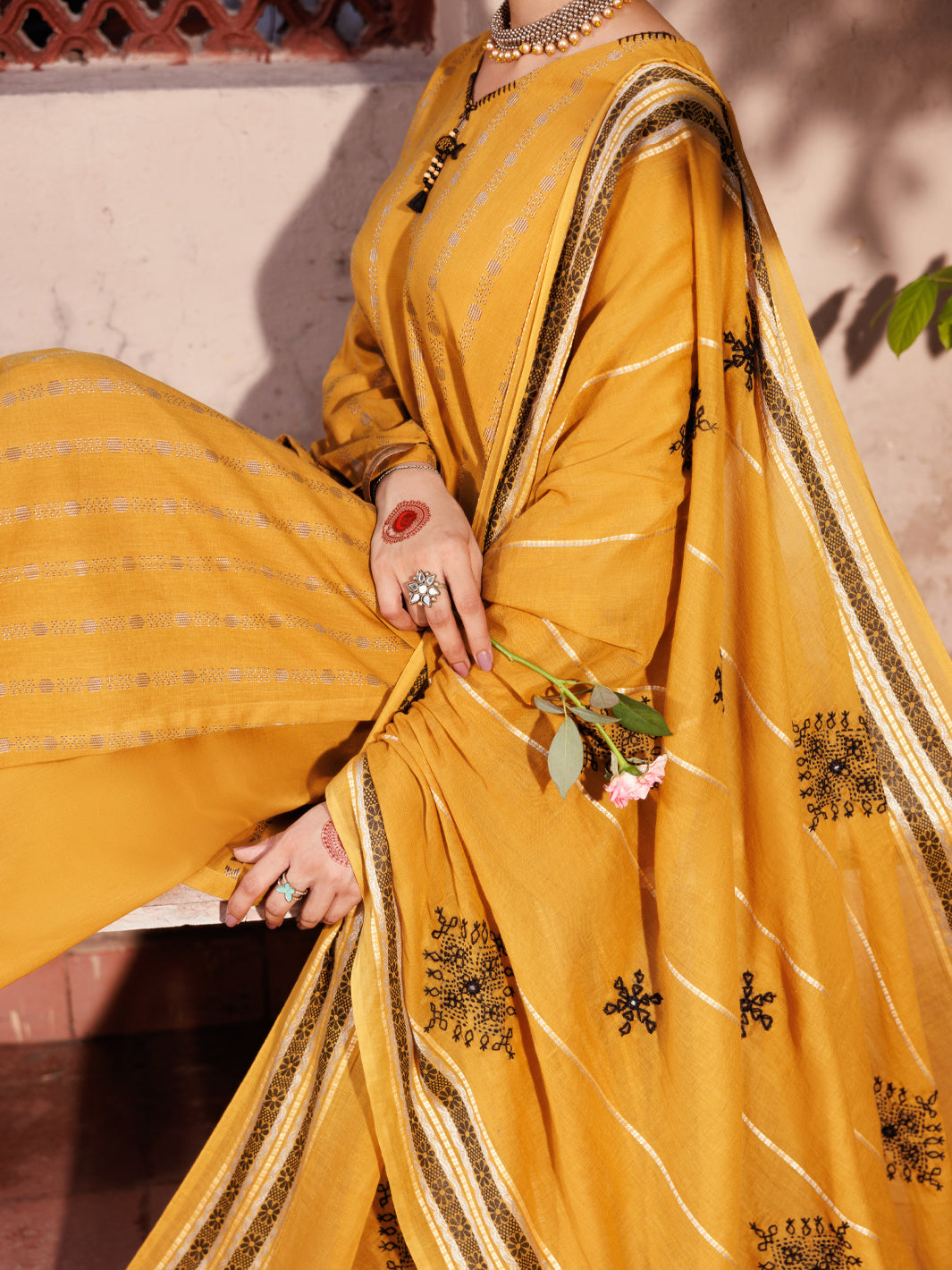 Orange Cotton Dobby 3Pc Stitched - ALP-3PS-2132