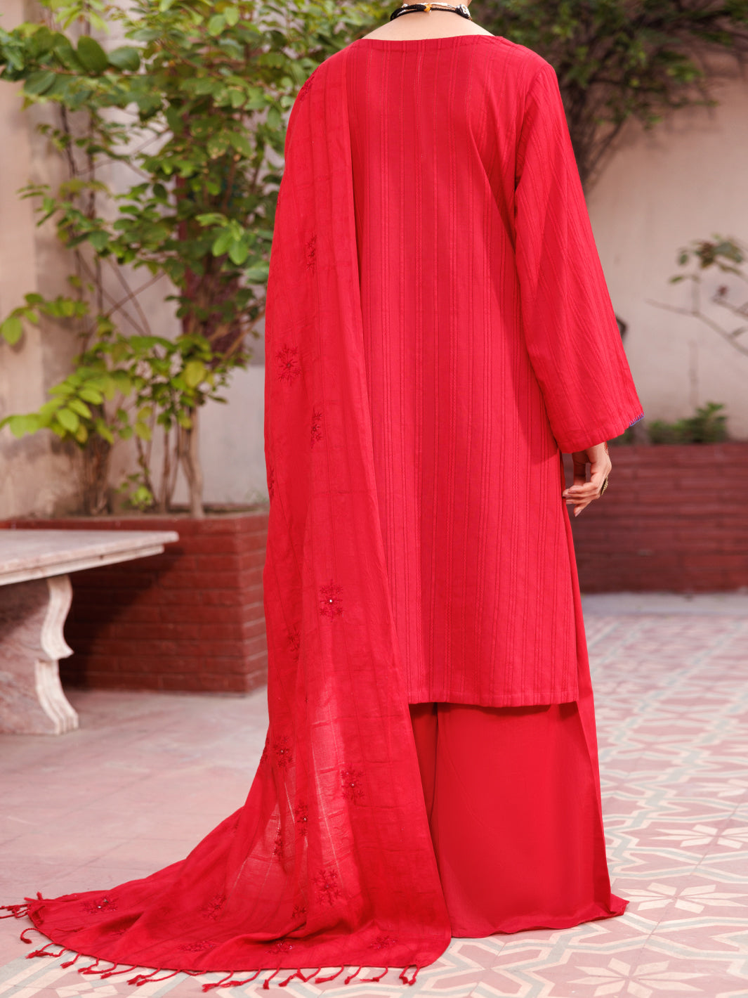 Red Cotton Dobby 3Pc Stitched - ALP-3PS-2133