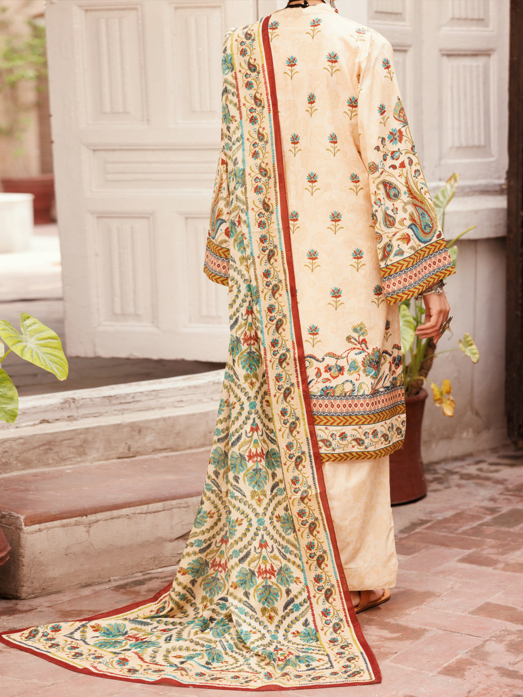 Beige Cambric 3Pc Stitched - ALP-3PS-2135