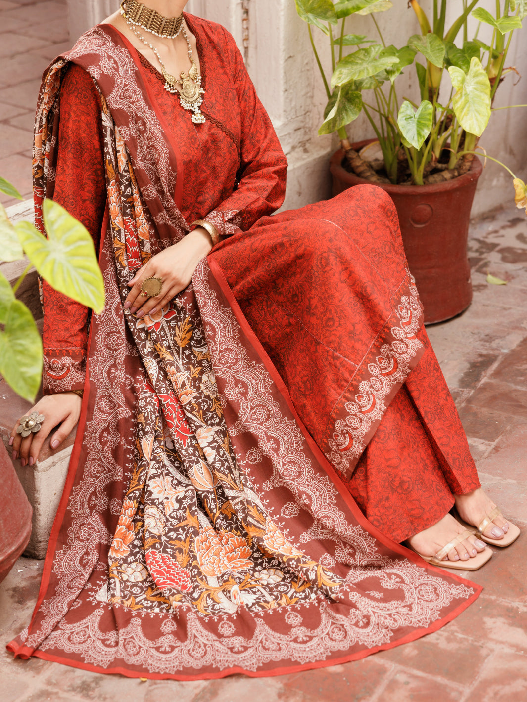 Maroon Cambric 3Pc Stitched - ALP-3PS-2144