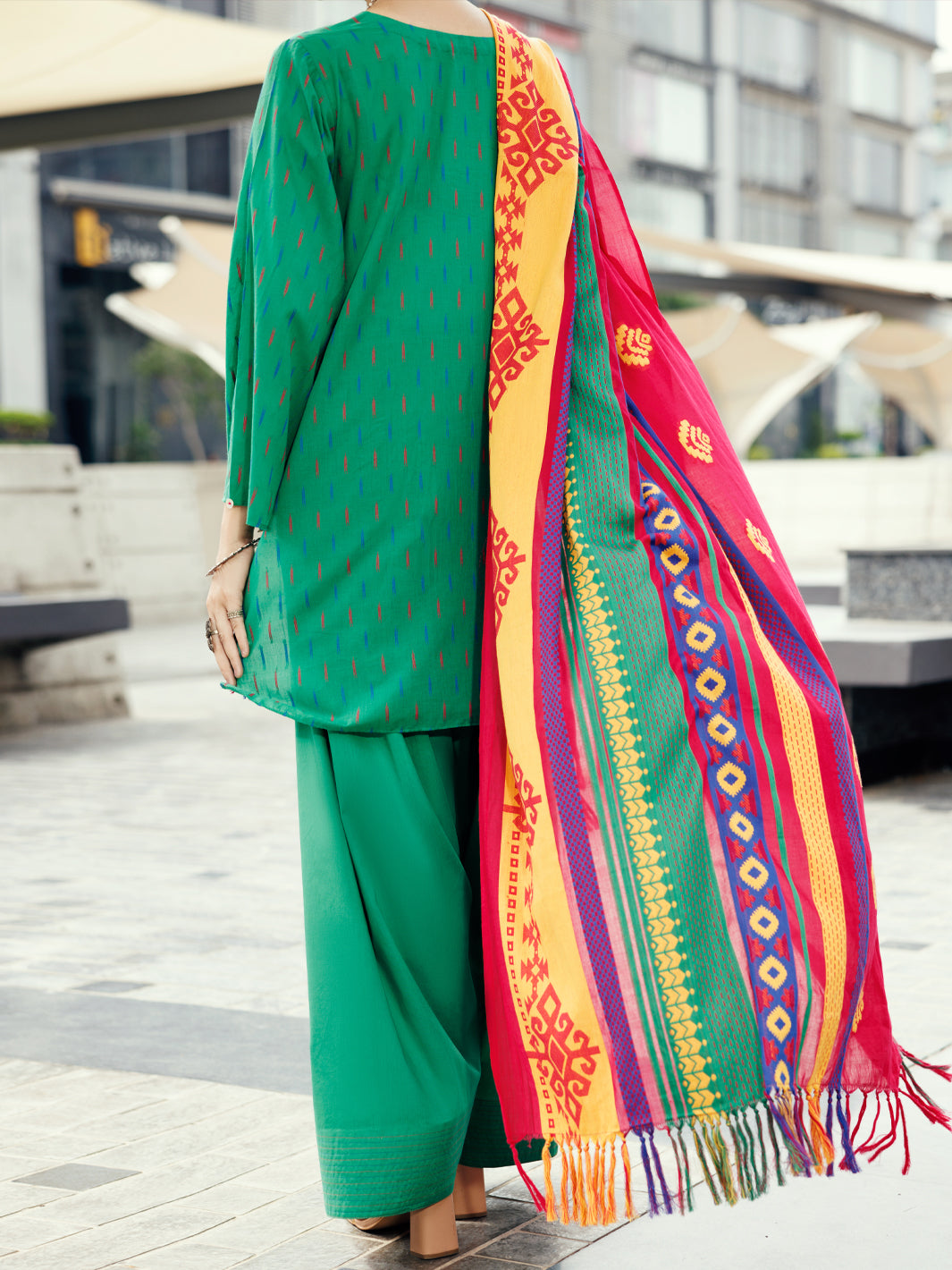 Green Yarn Dyed 3Pc Unstitched - ALP-3PS-2156