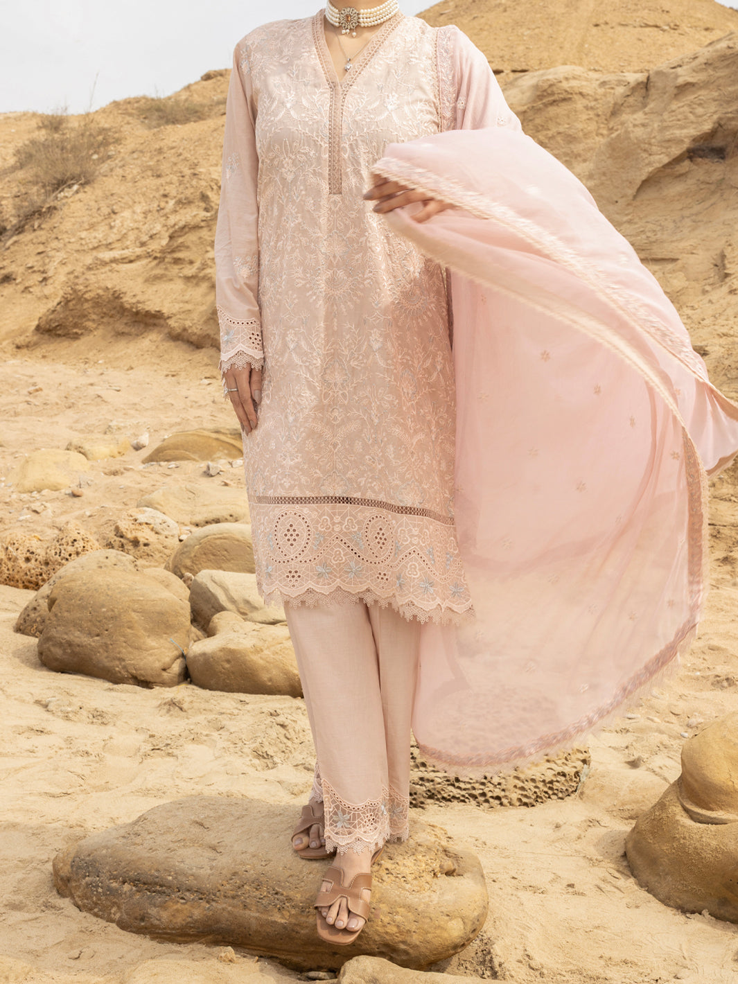 Skin Schiffli Lawn 3Pc Stitched - ALP-3PS-2185