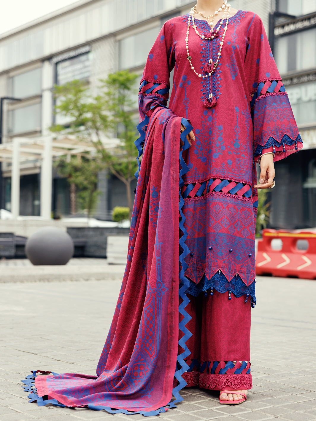Fuchsia Cambric 3Pc Unstitched - ALP-3PS-2211