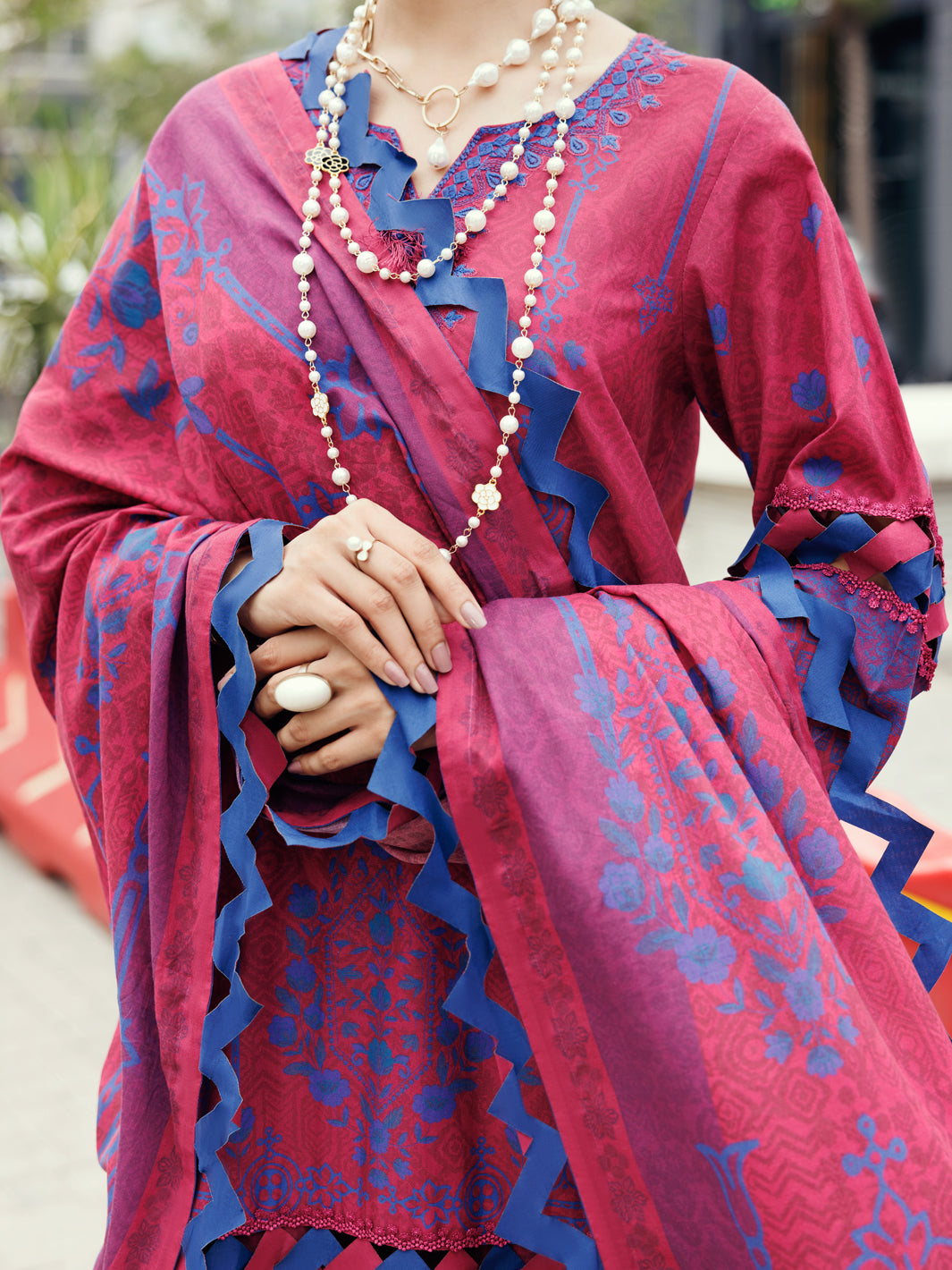 Fuchsia Cambric 3Pc Unstitched - ALP-3PS-2211