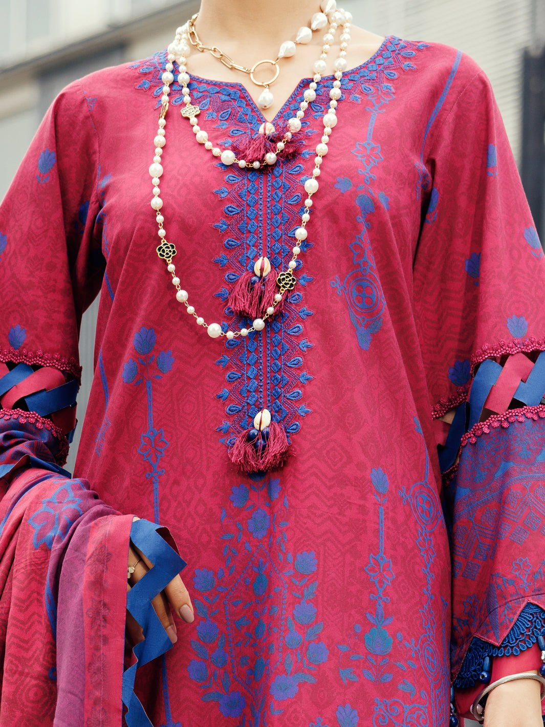 Fuchsia Cambric 3Pc Unstitched - ALP-3PS-2211