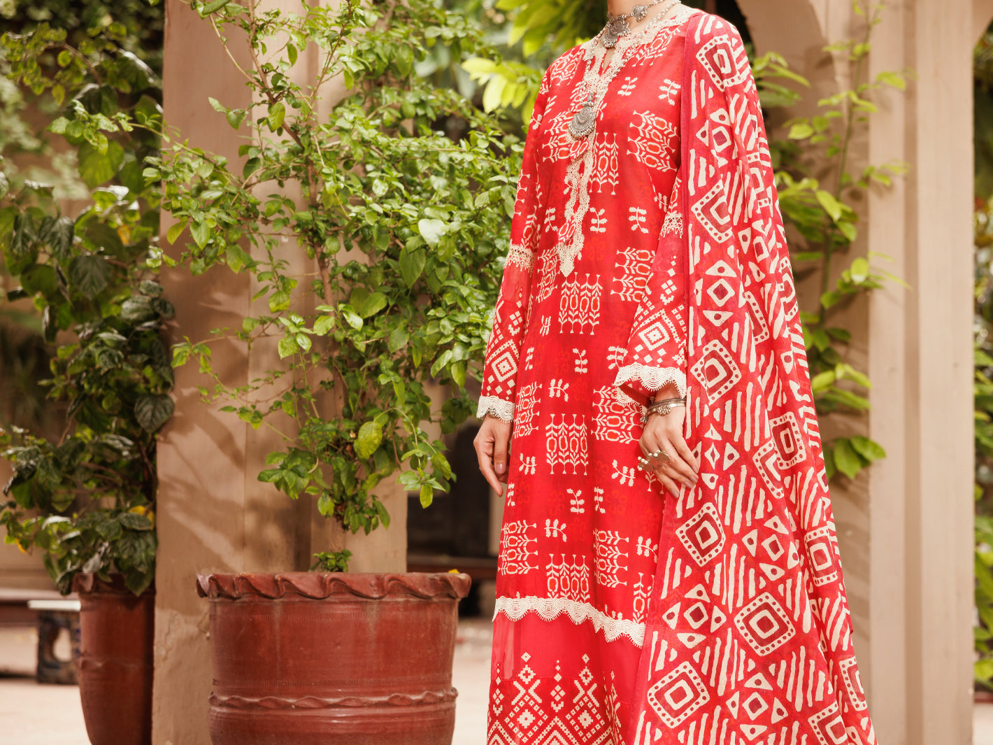 Red Lawn 3Pc Unstitched - ALP-3PS-2280