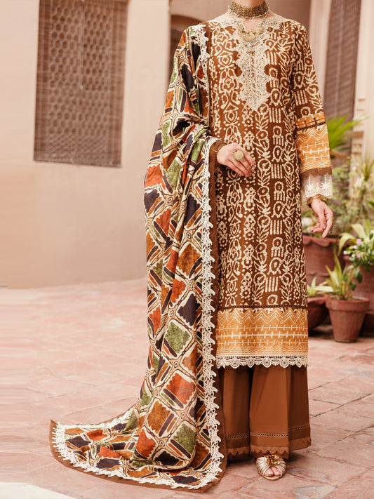 Brown Lawn 3Pc Unstitched - ALP-3PS-2285