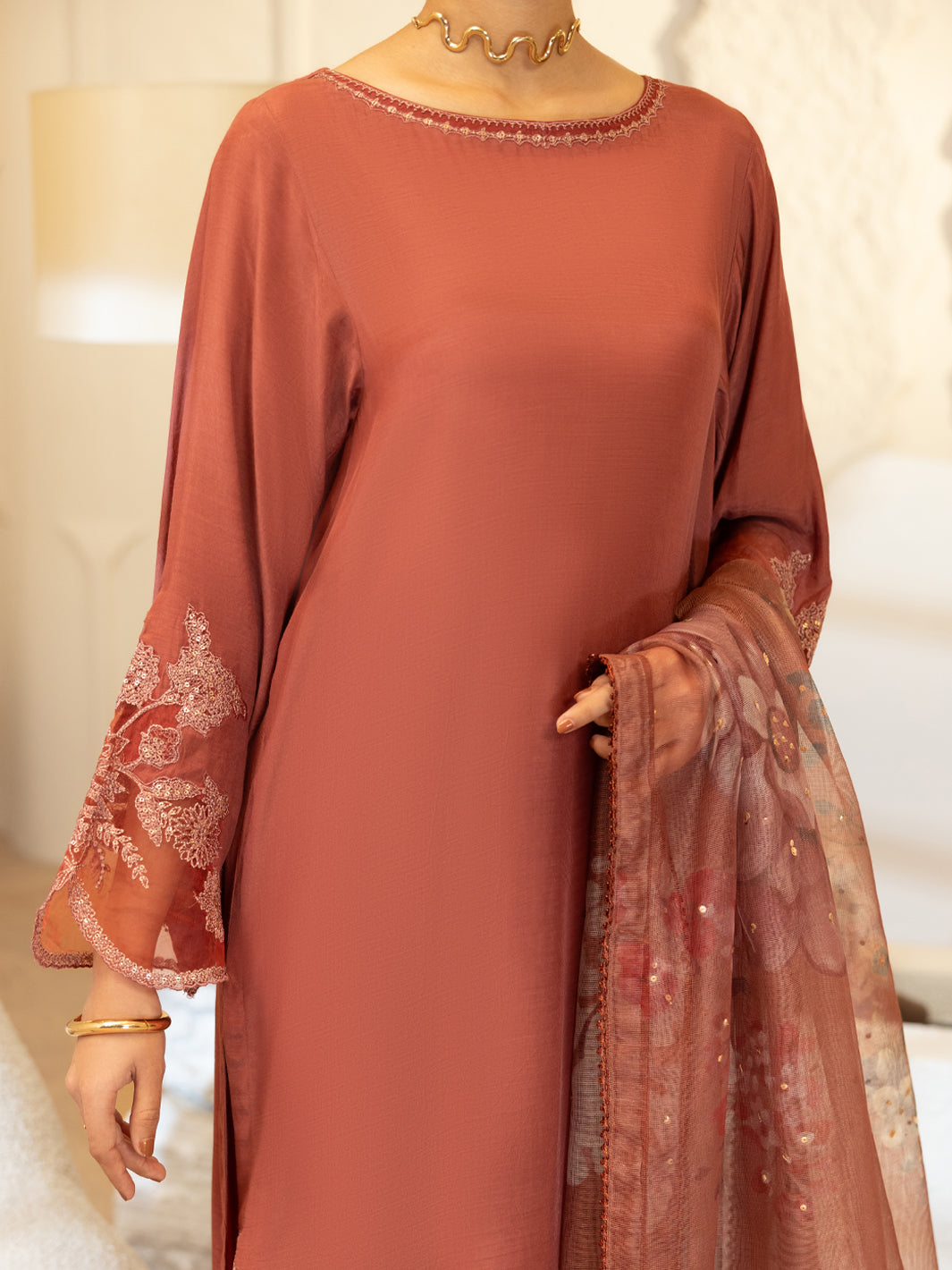 Pink Sheesha Silk Stitched 3Pc - ALP-3PS-2370