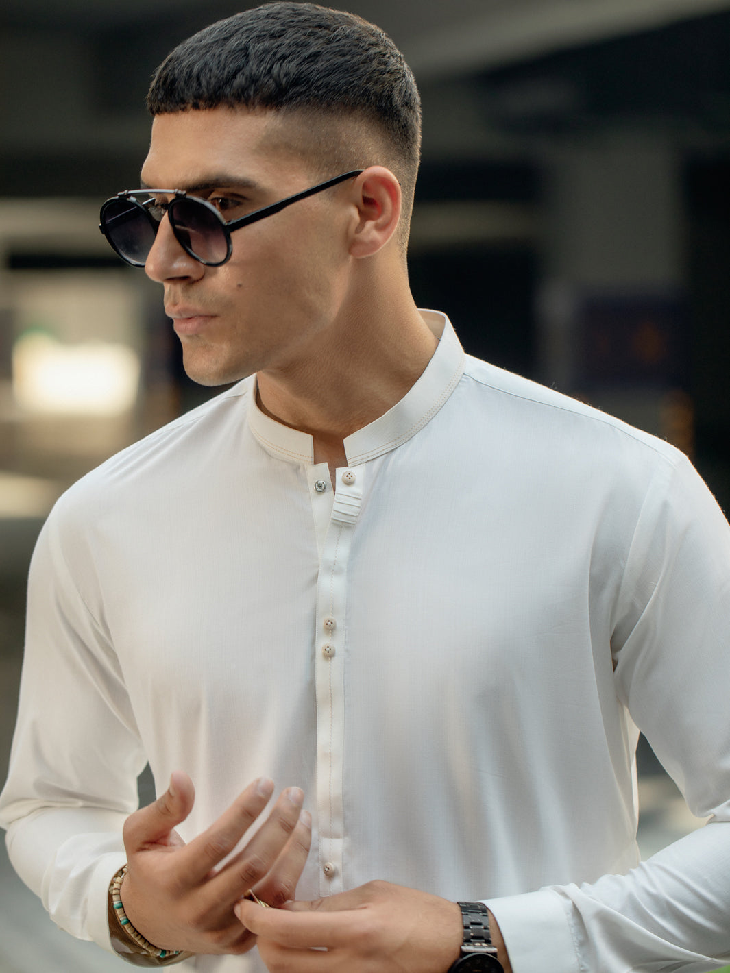 White Blended Kameez Shalwar - AL-KS-2912