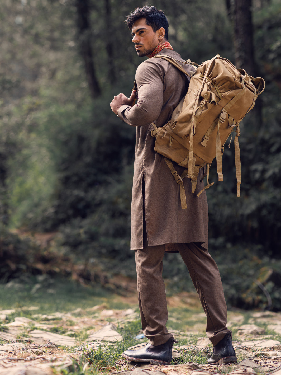 Brown Blended Kurta Trouser - AL-KT-2936