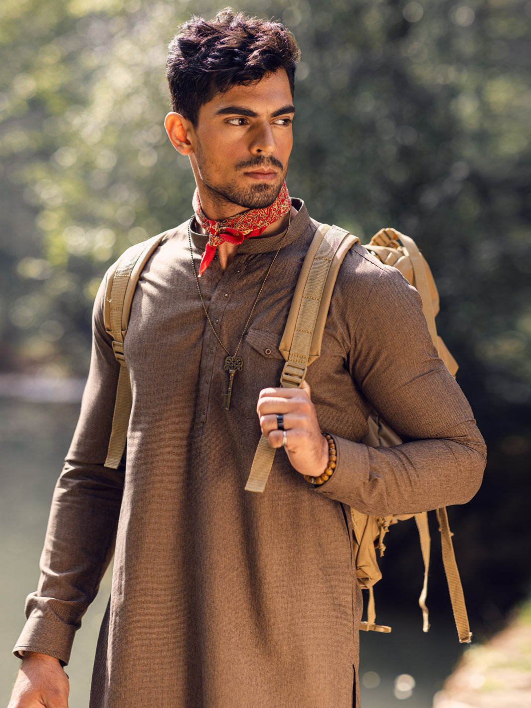 Brown Blended Kurta Trouser - AL-KT-2936
