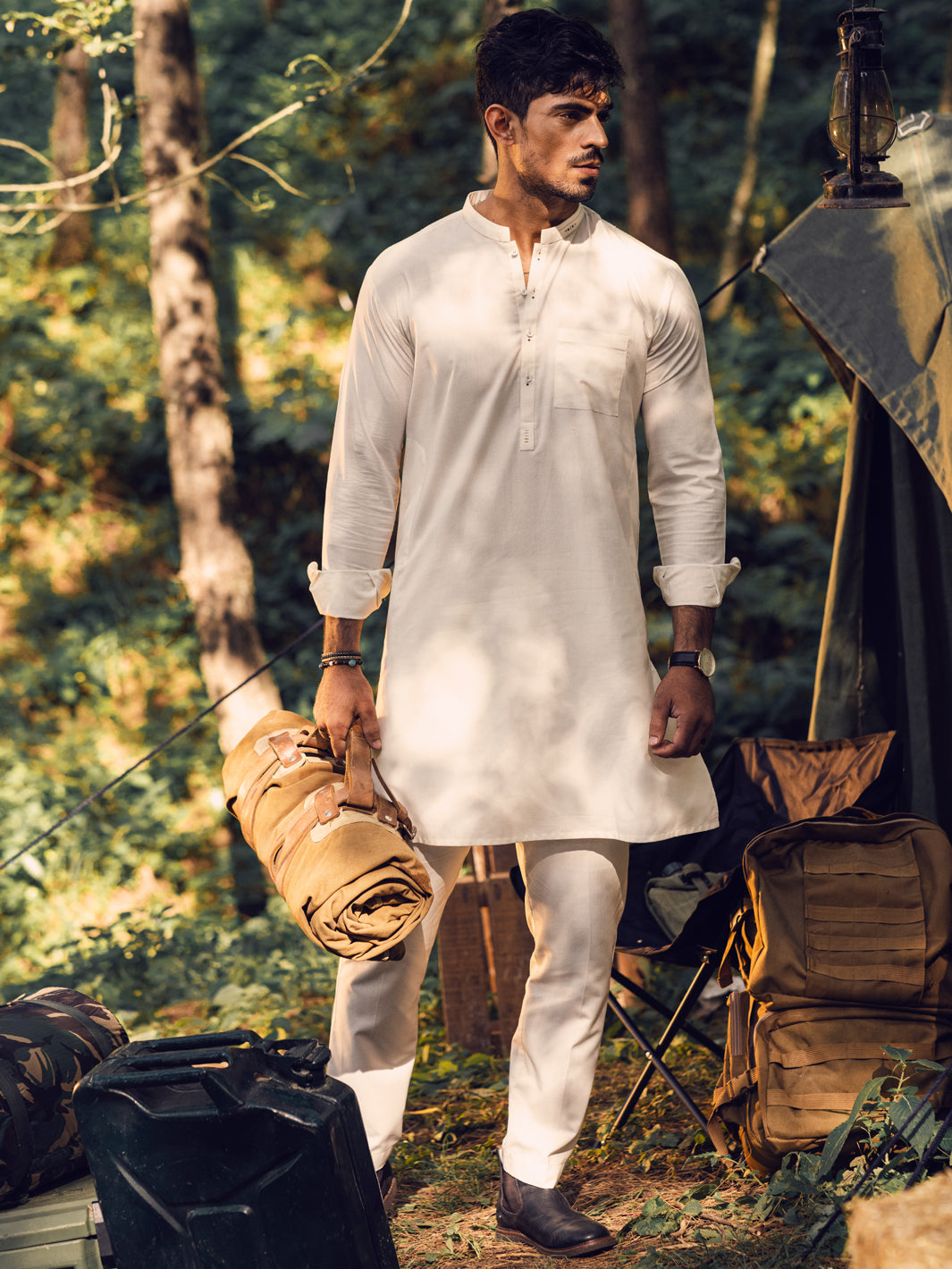 White Blended Kurta Trouser - AL-KT-2943