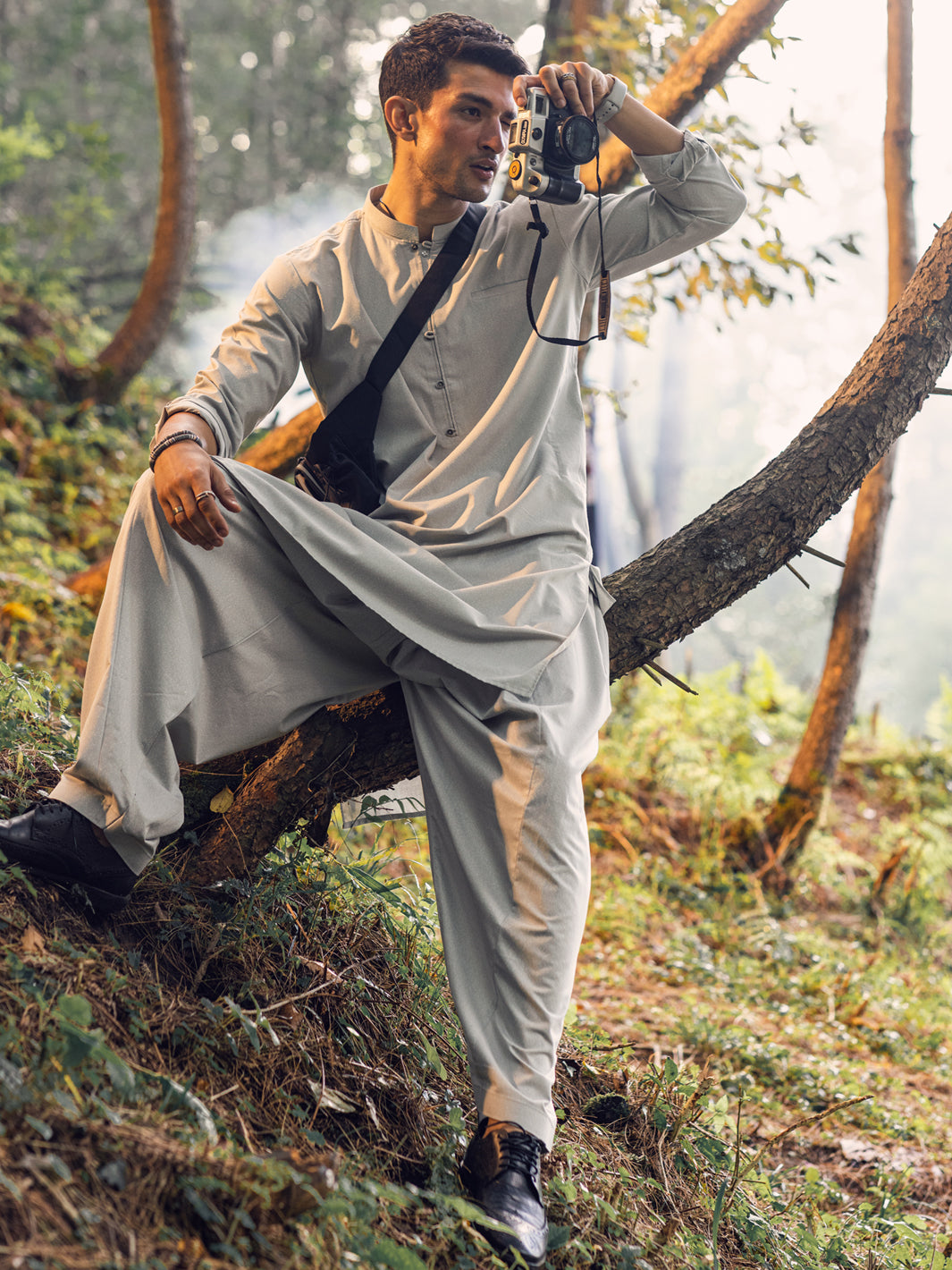 Light Grey Blended Kameez Shalwar - AL-KS-2952
