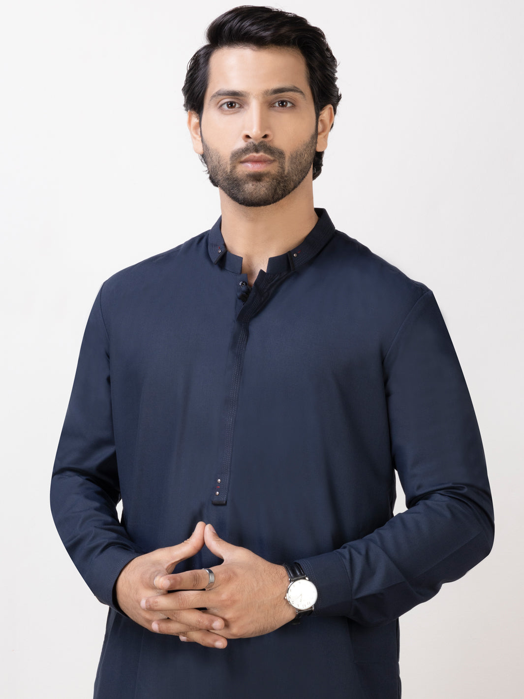 Dark Blue Blended Kameez Shalwar - AL-KS-2954A