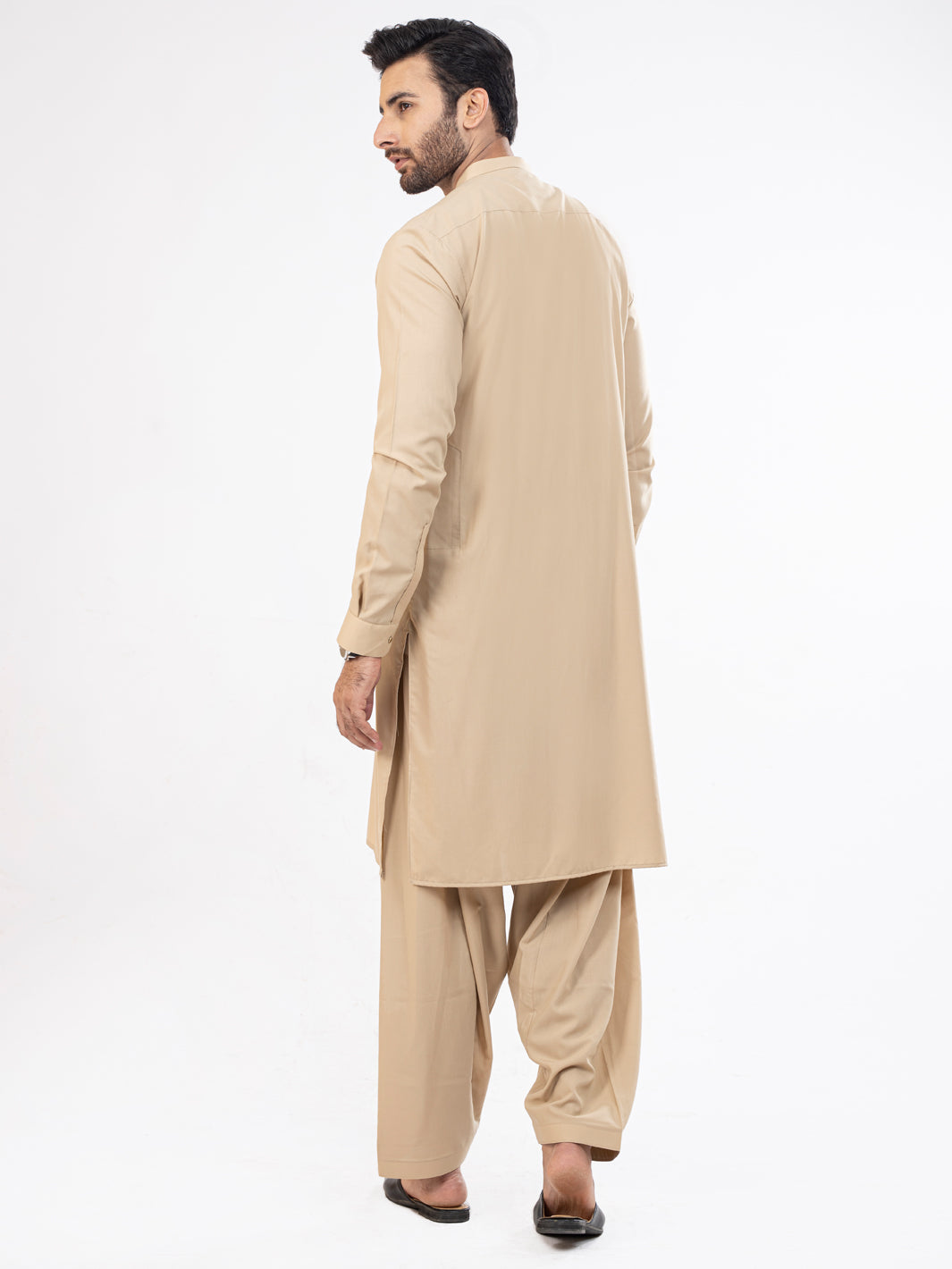 Beige Blended Kameez Shalwar - AL-KS-2955C
