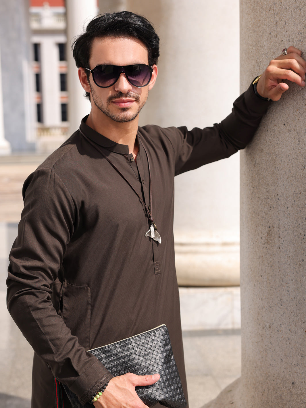 Dark Green Blended Kameez Shalwar - AL-KS-2983 - Almirah Online