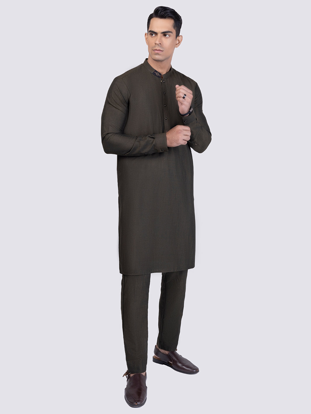 Green Blended Kurta Trouser - AL-KT-3002A