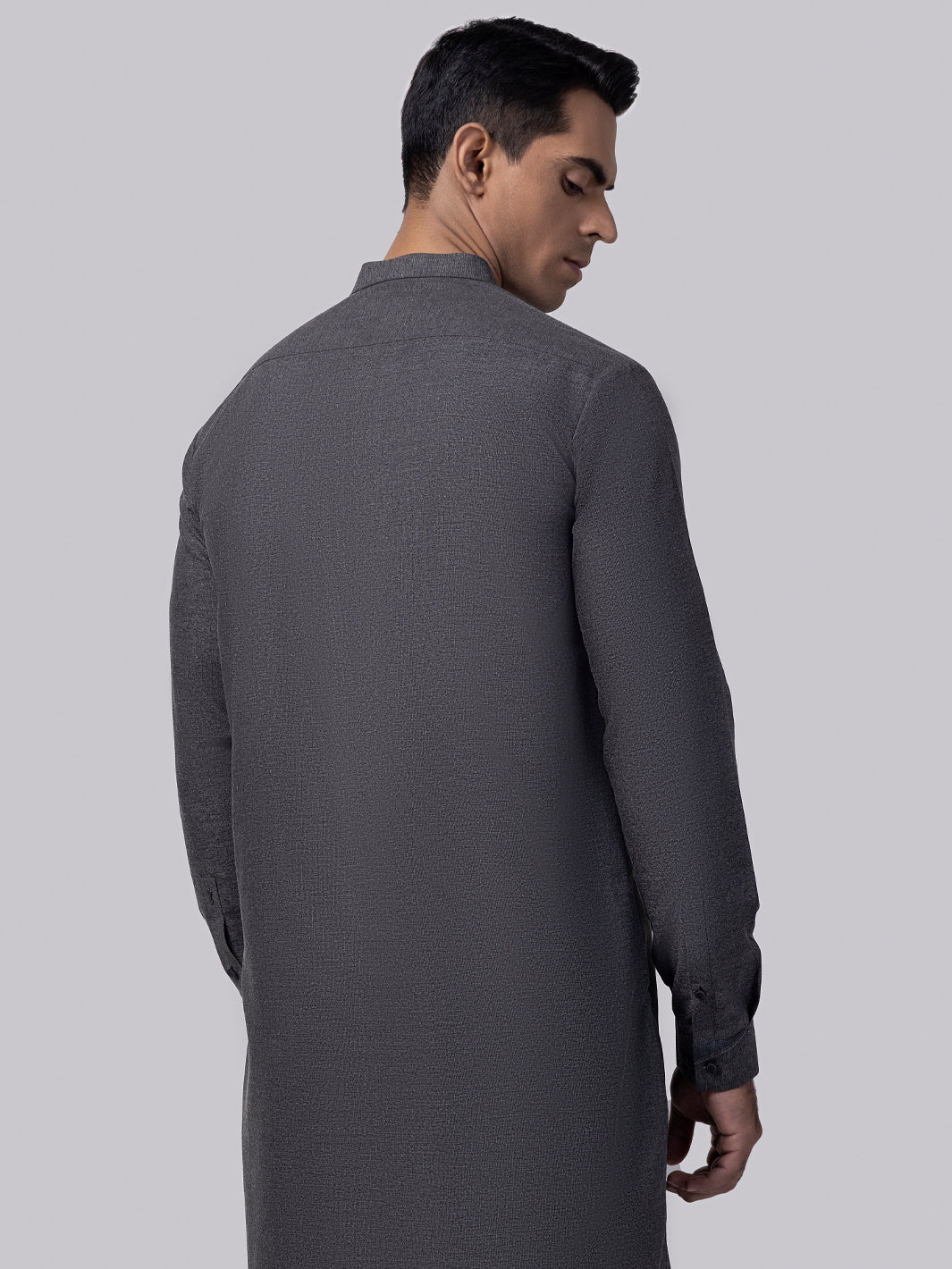 Charcoal Grey Blended Kurta Trouser - AL-KT-3009