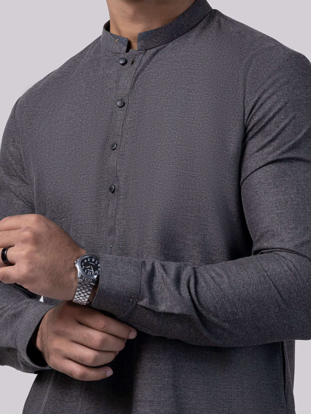 Charcoal Grey Blended Kurta Trouser - AL-KT-3009