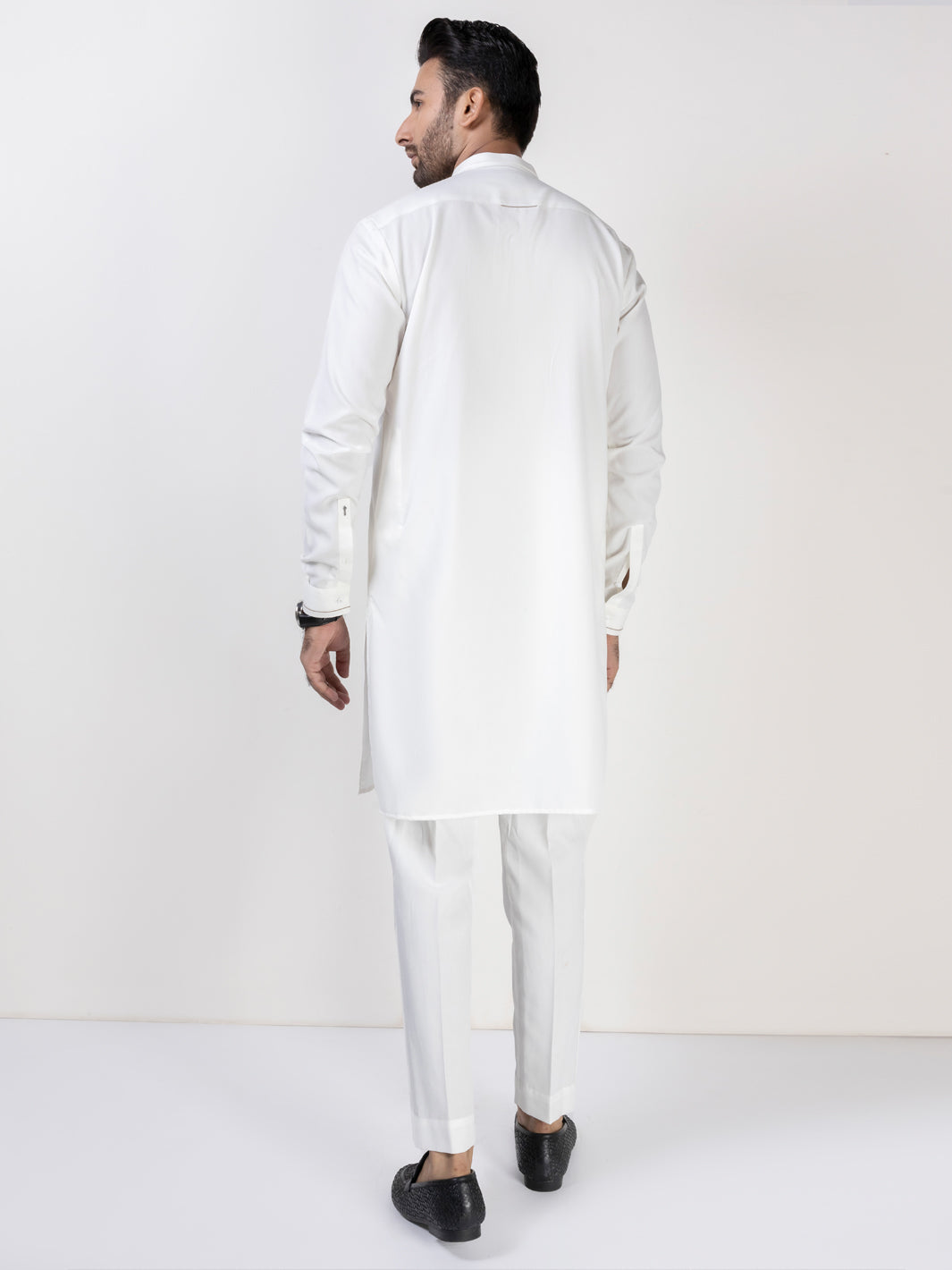 White Blended Kurta Trouser - AL-KT-3010