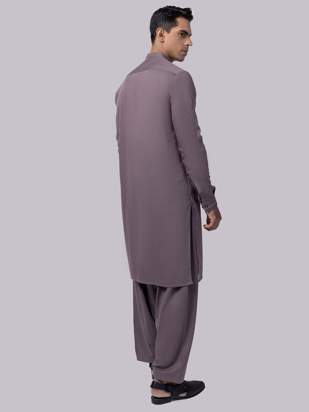 Dull Purple Blended Kameez Shalwar - AL-KS-3019