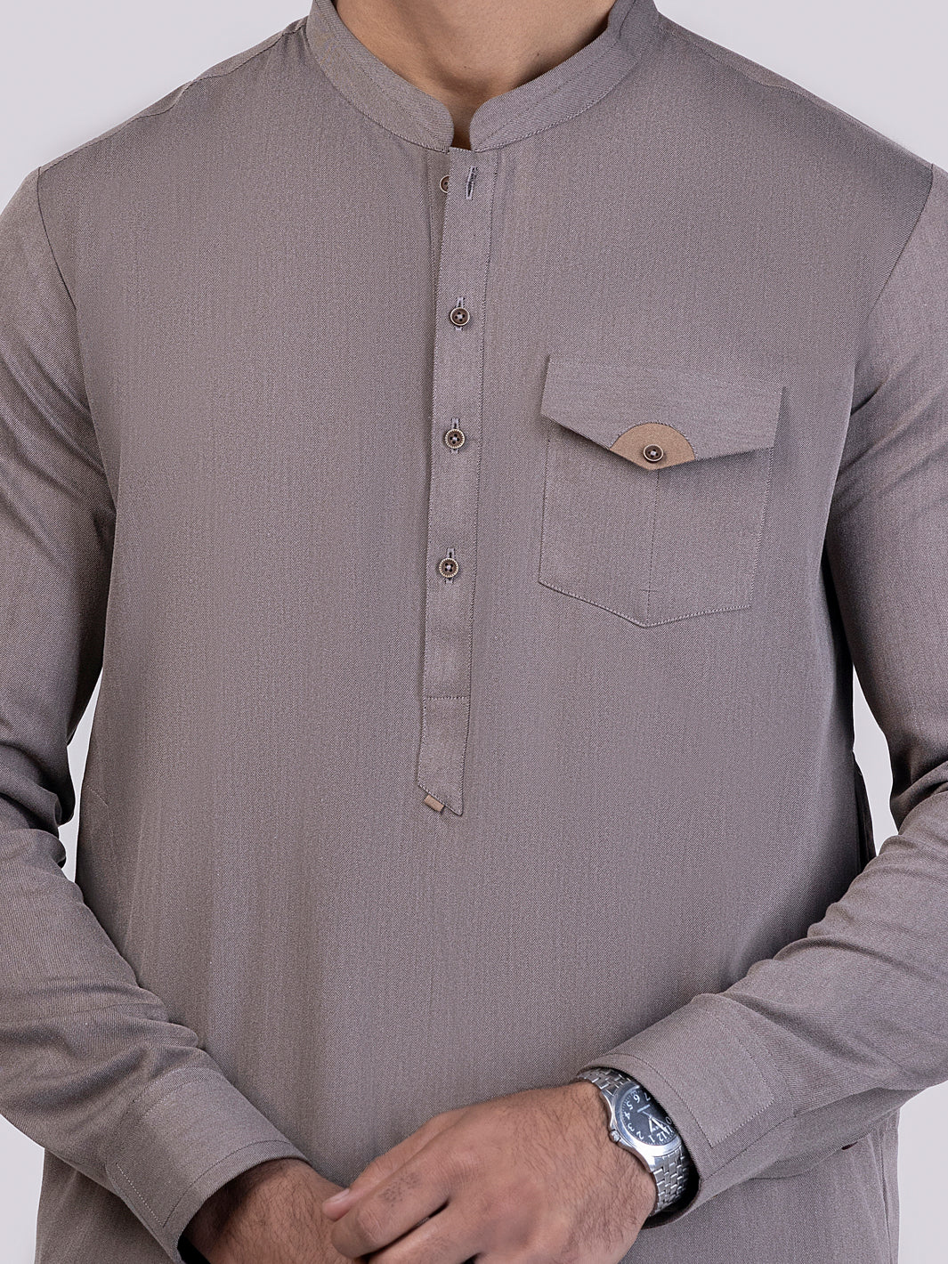 Brown Blended Kameez Shalwar - AL-KS-3020