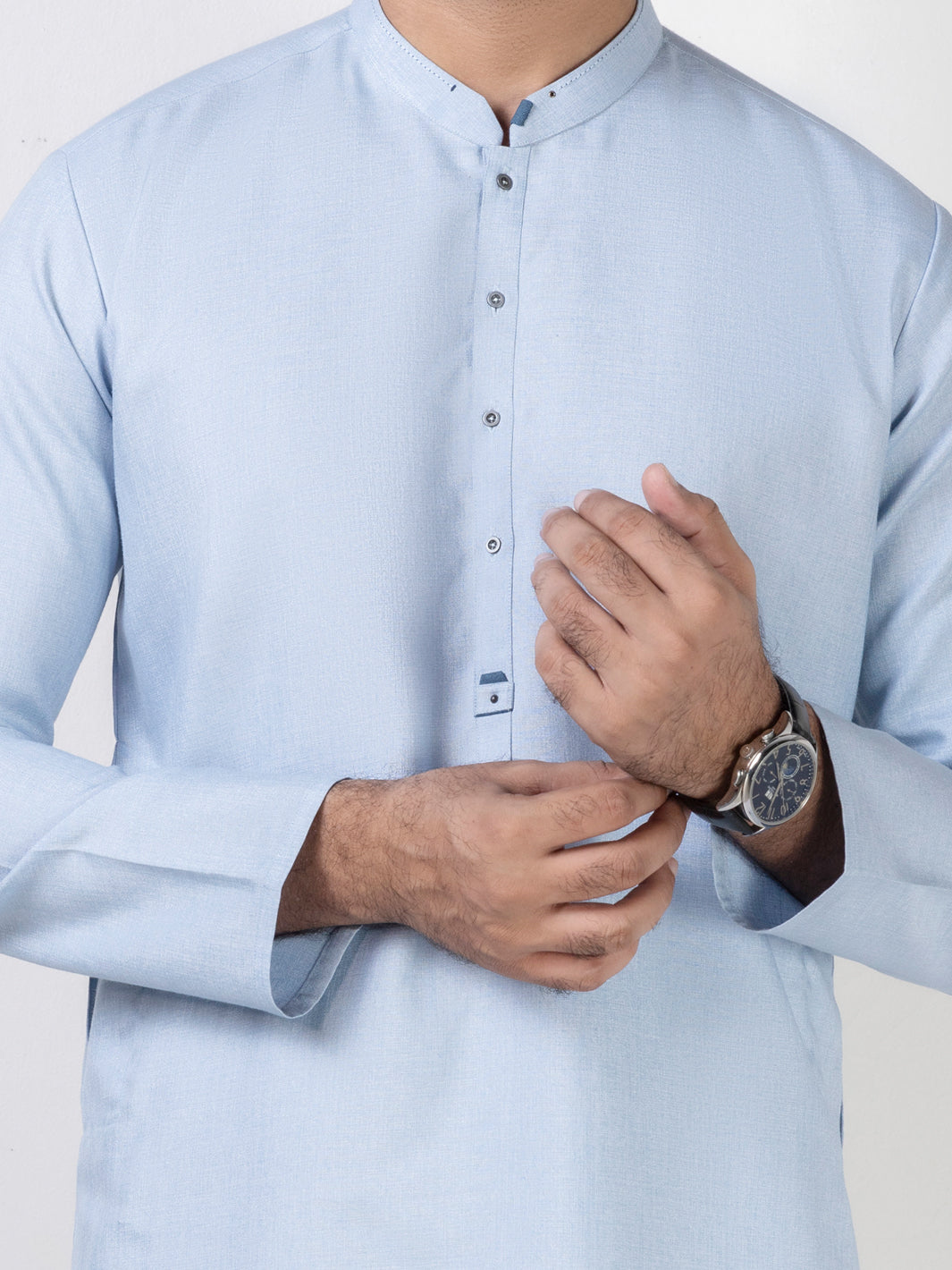 Light Blue Blended Kurta Trouser - AL-KT-3031B