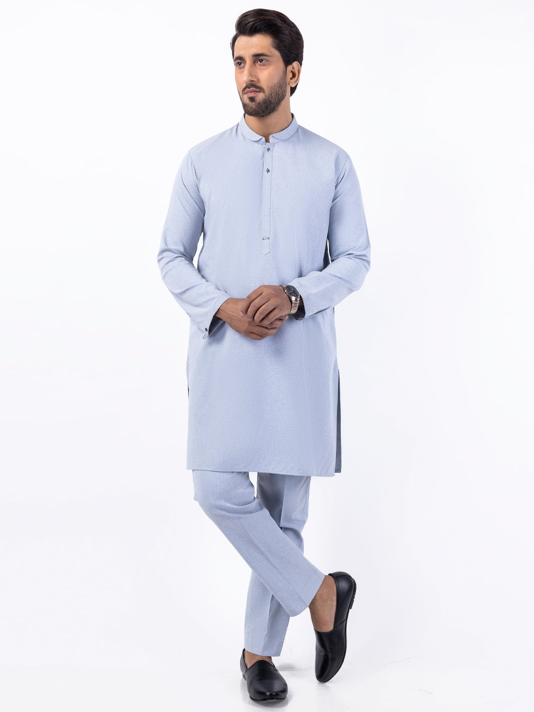 Light Blue Blended Kurta Trouser - AL-KT-3045B