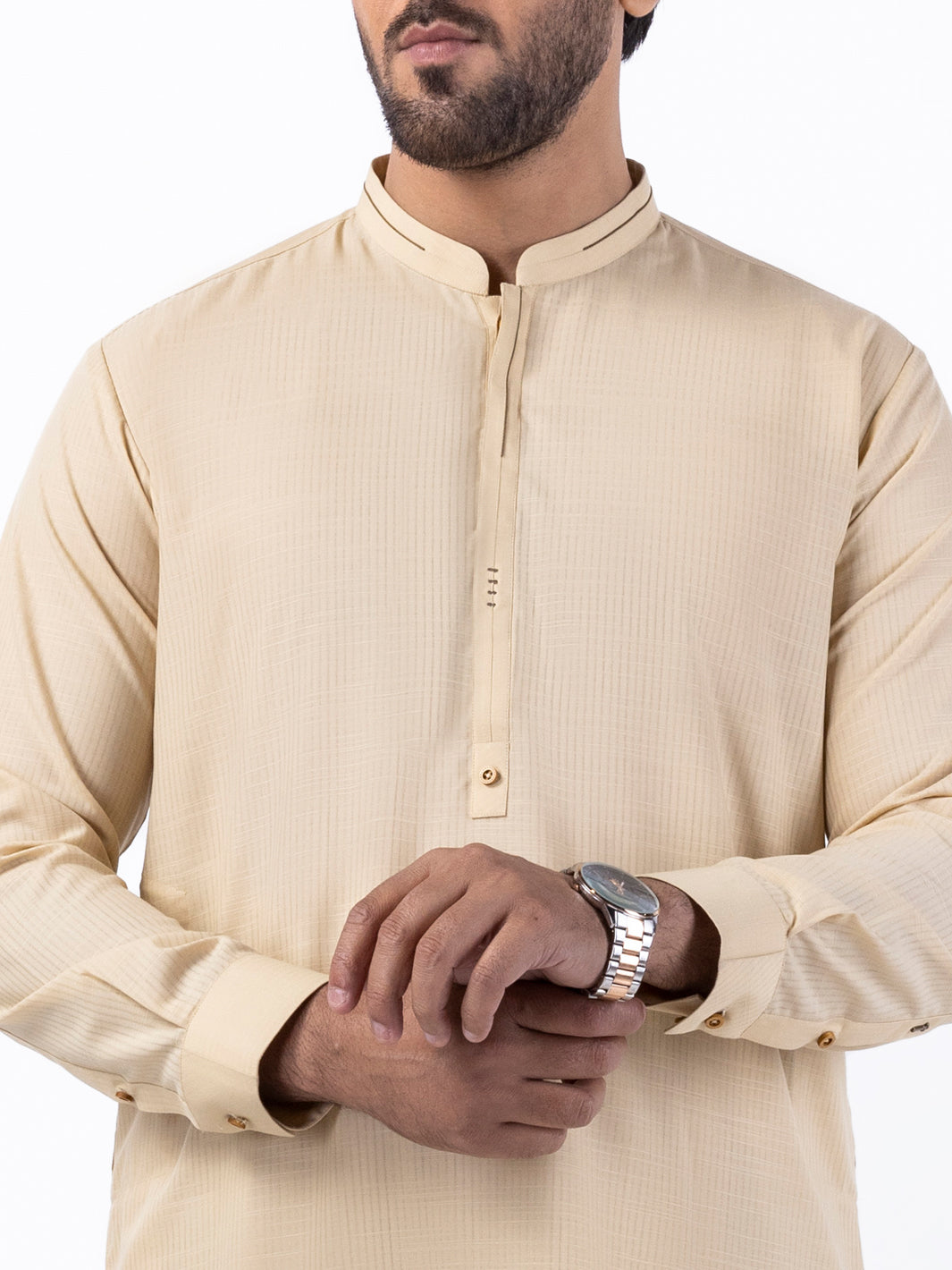 Beige Blended Kameez Shalwar - AL-KS-3064B - Almirah Online