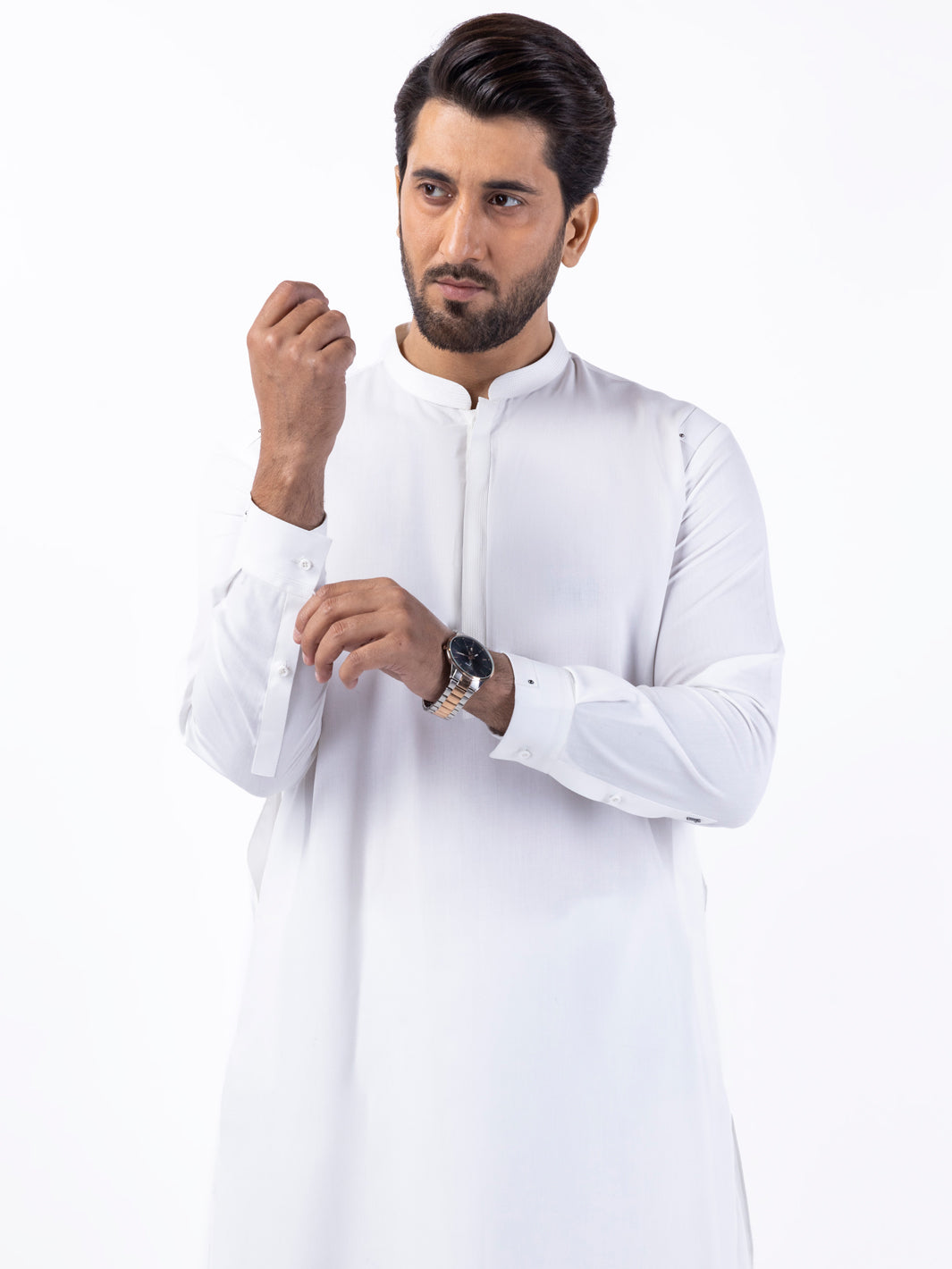 White Blended Kameez Shalwar - AL-KS-3067 - Almirah Online