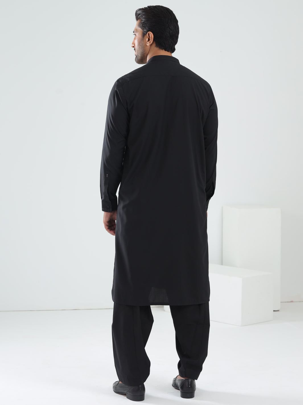 Black Blended Kameez Shalwar - AL-KS-3075C - Almirah Online