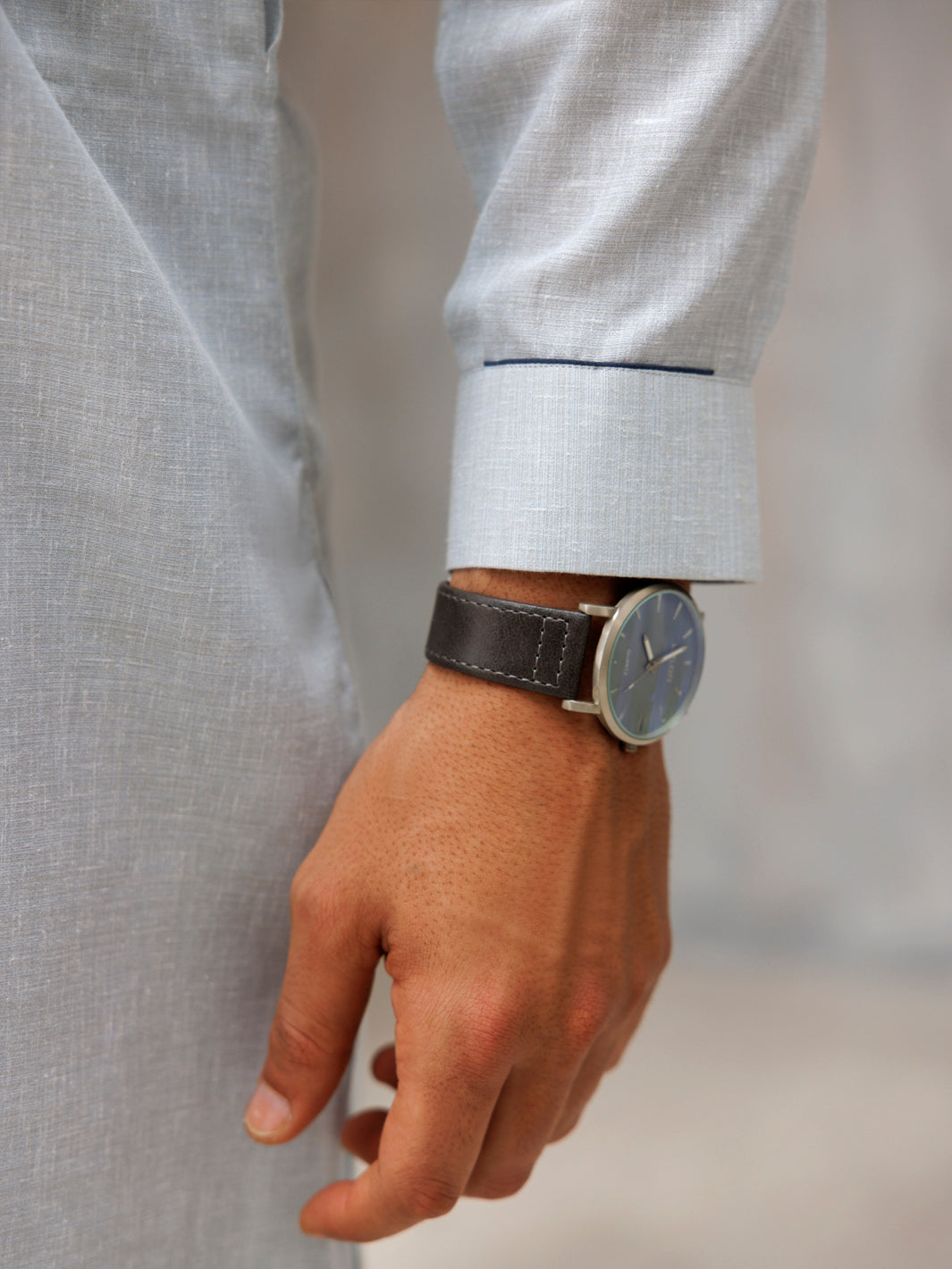 Light Blue Blended Kameez Shalwar - AL-KS-3093